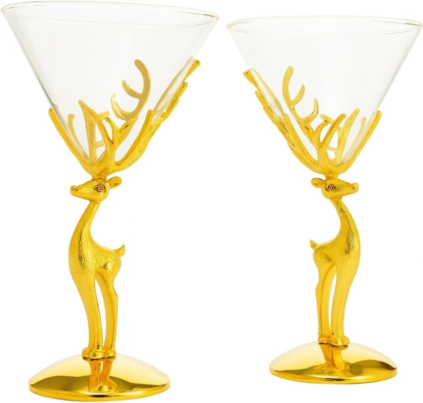 Stag Antler Holiday Martini & Cocktail Glass Set