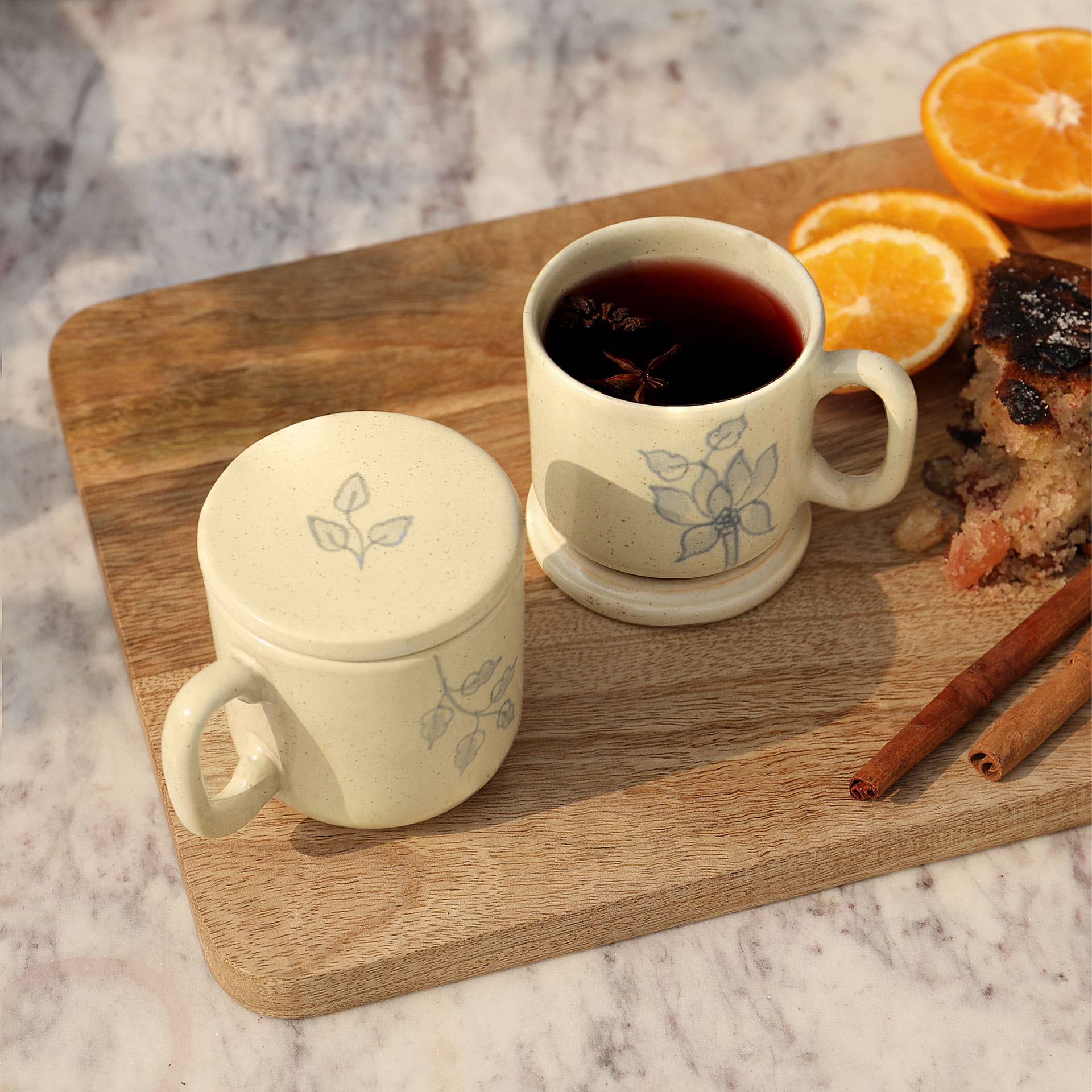 Ceramic Mugs with Lids, Set of 2