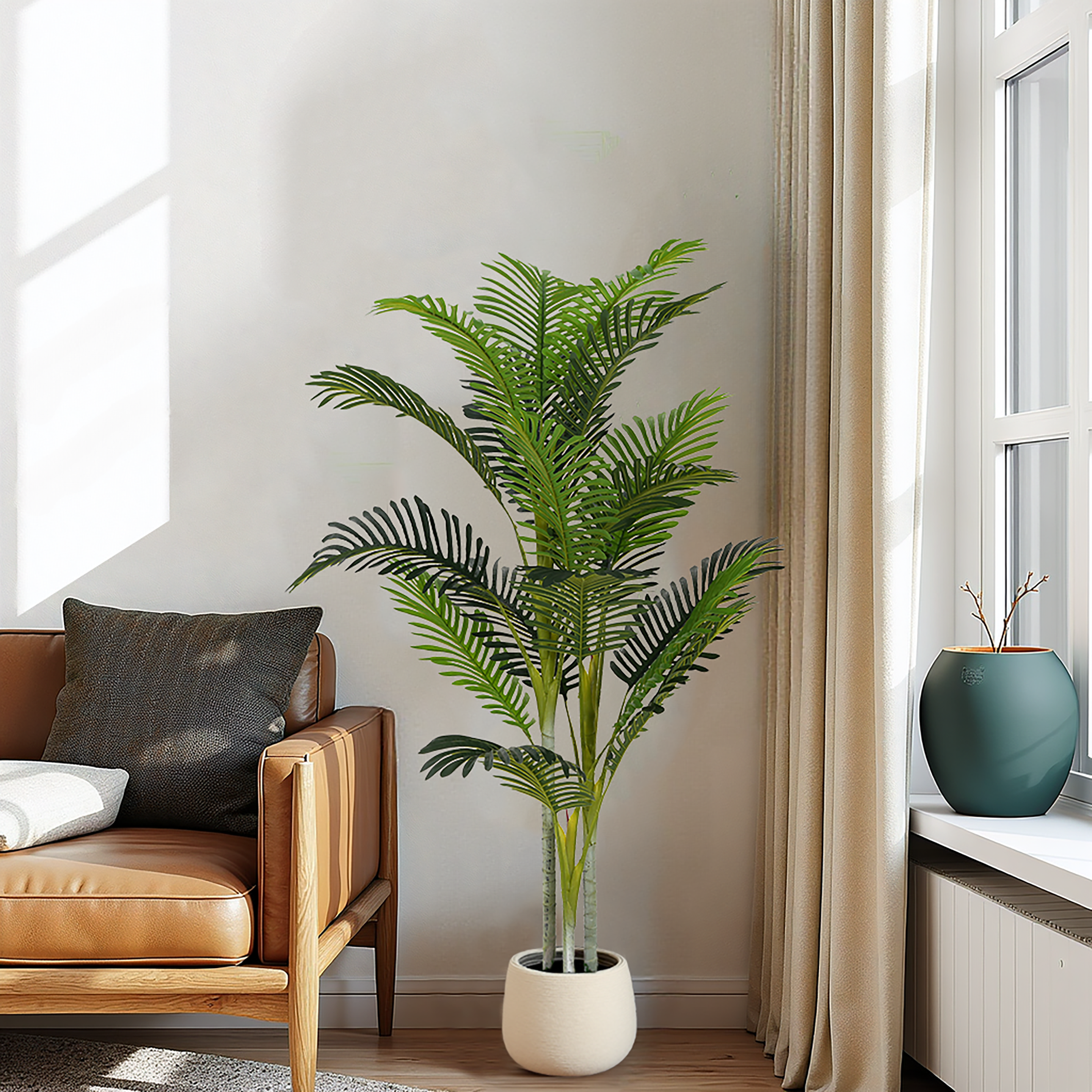 61" Artificial Palm Tree with Black Plastic Pot, Set of 2