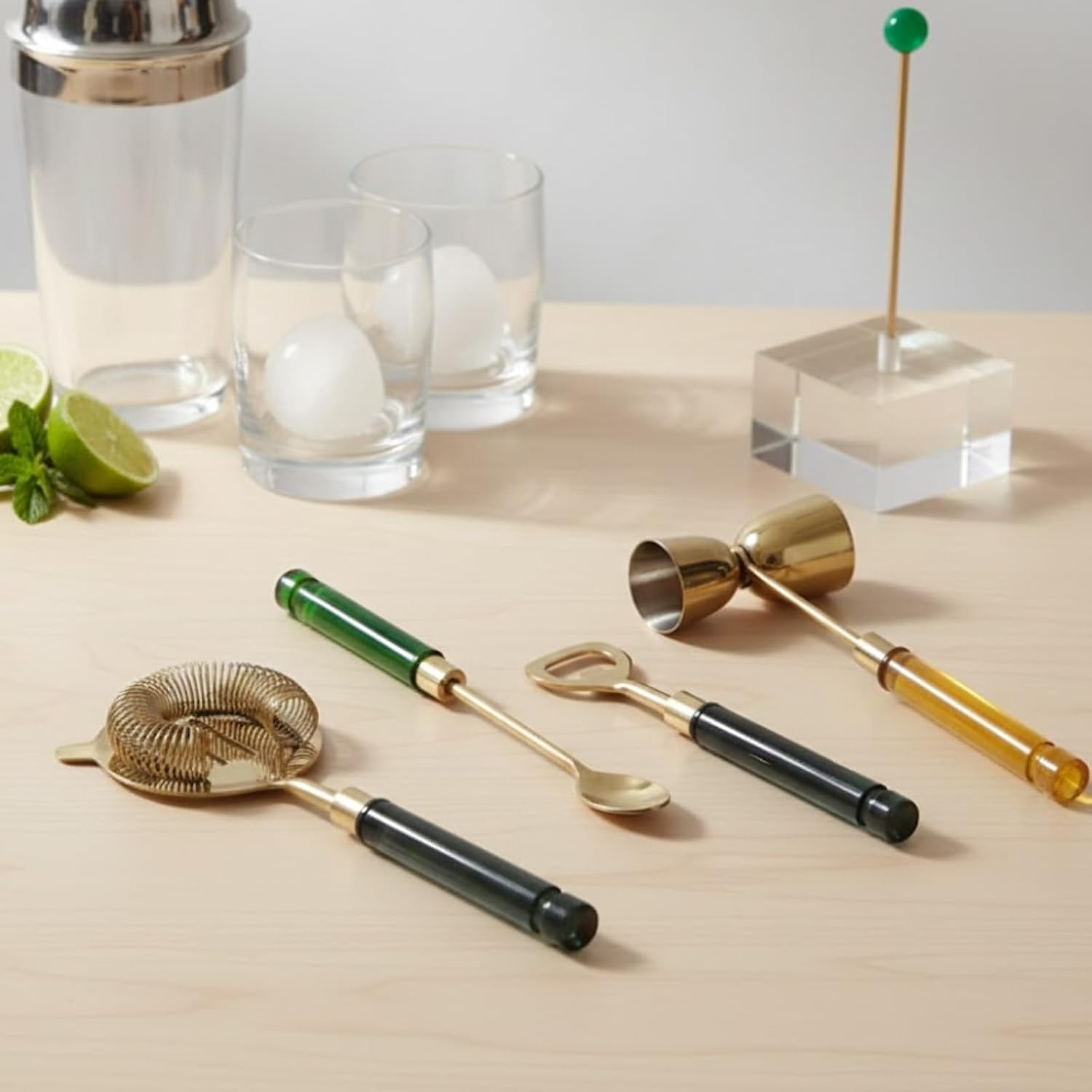 5-Piece Gold Bartender Kit with Stand