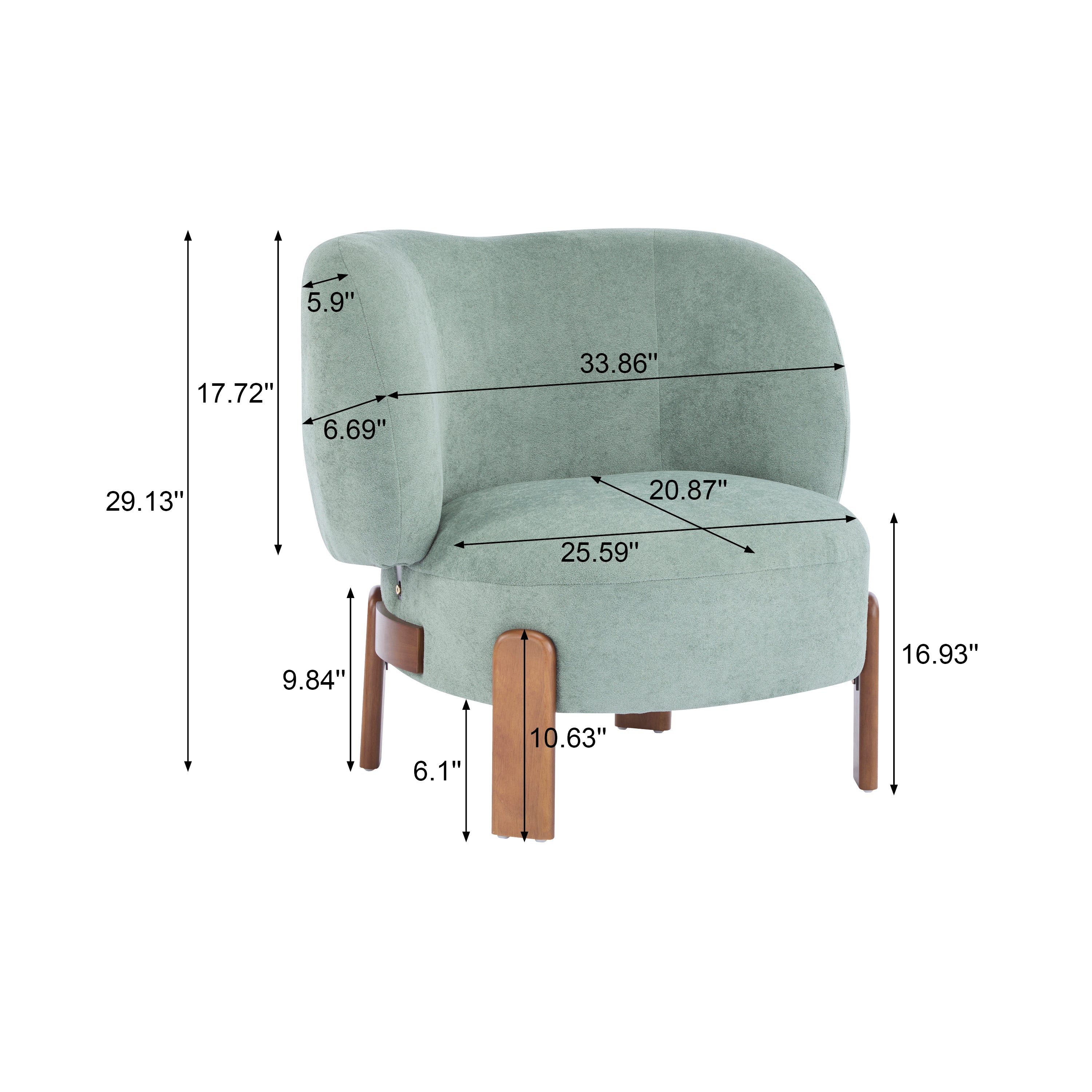 Modern Cozy Wingback Accent Arm Chair with Wooden Feet