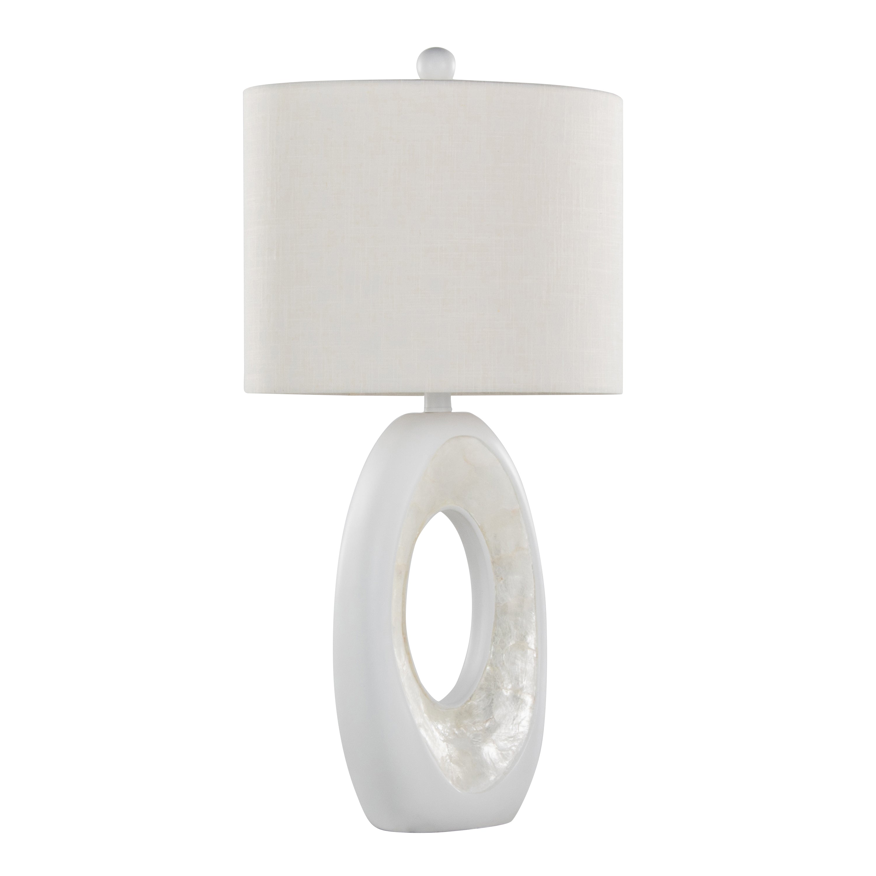 29" Table Lamp with Natural Shell and Linen Shade, Set of 2