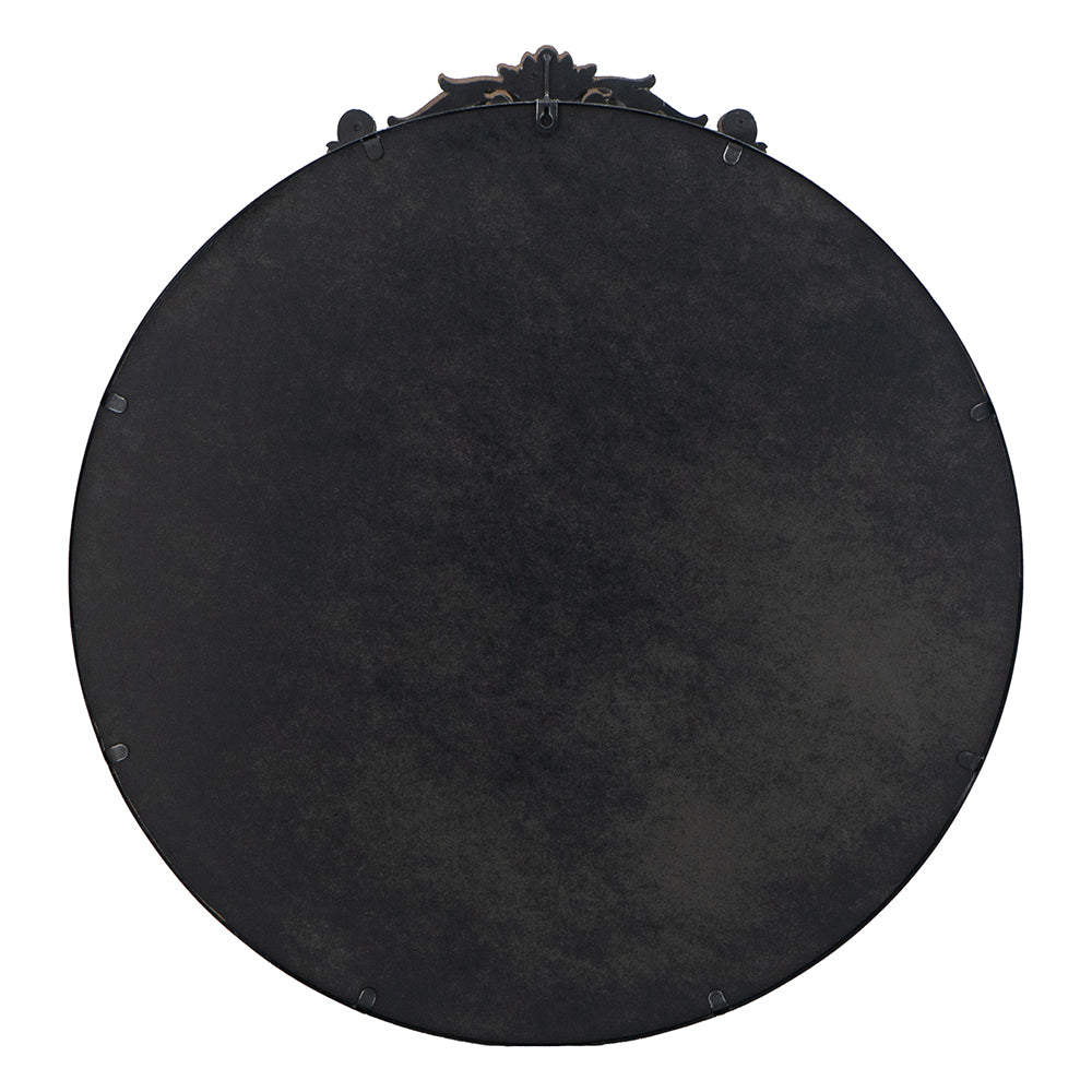 Wall Mirror with Round Shape and Baroque-Inspired Frame