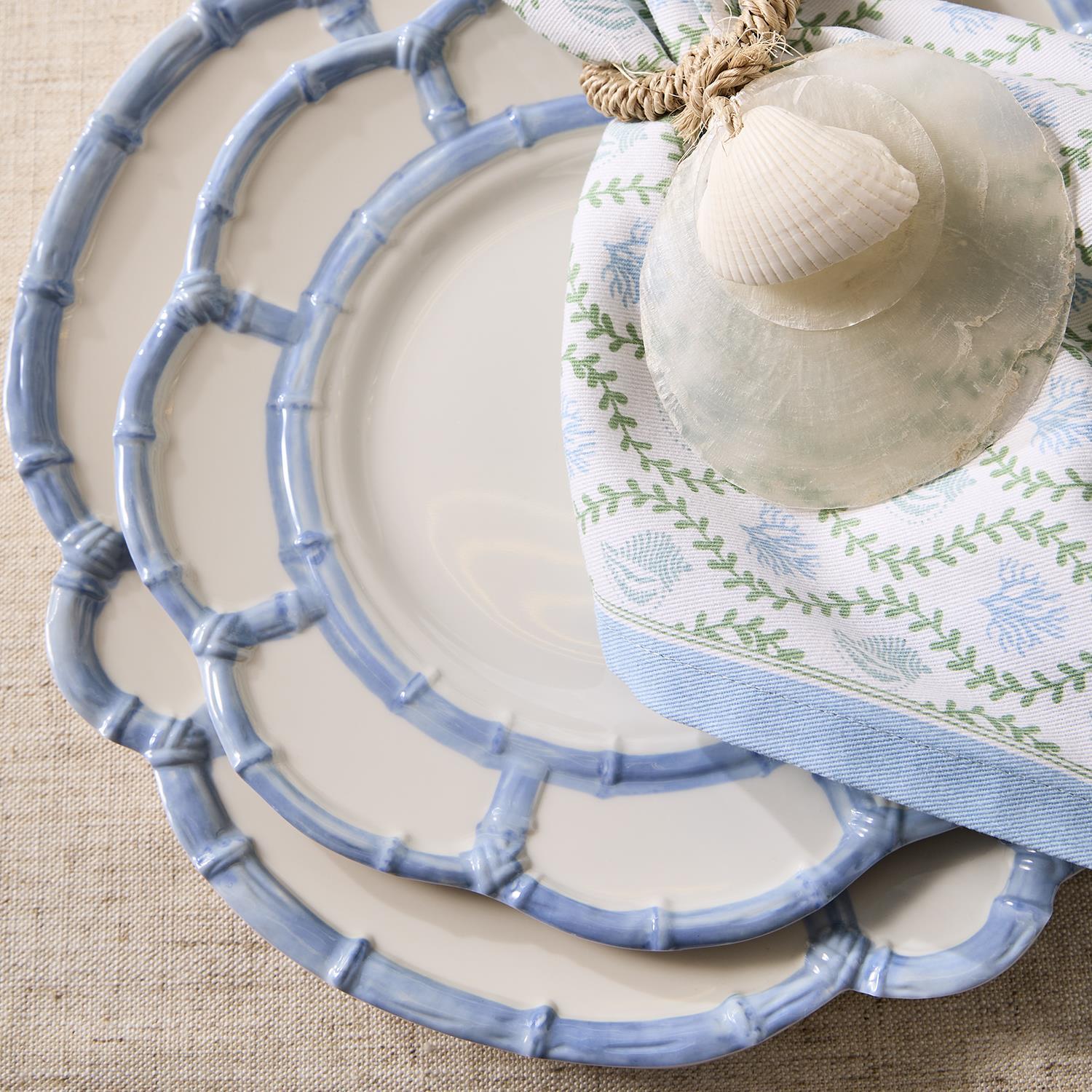 French Blue Bamboo Touch Salad / Dessert Plate, Set of 4
