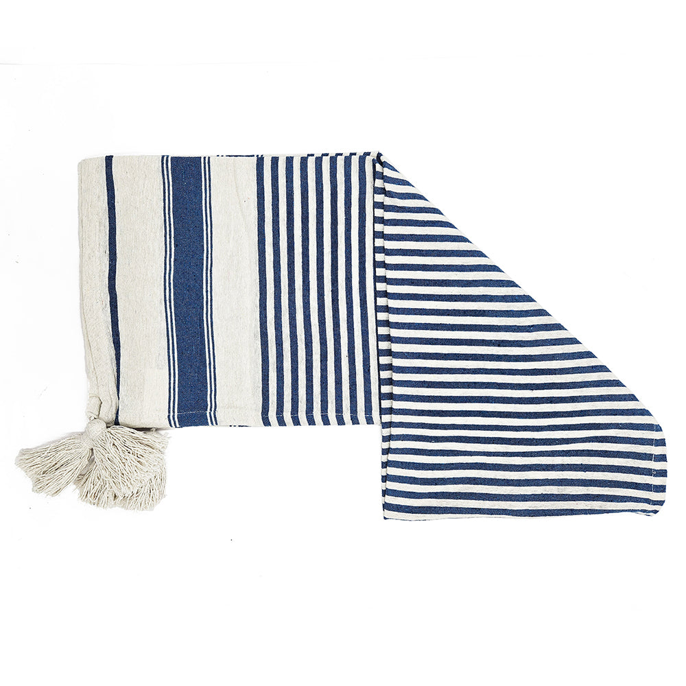 50x60' Brighton Blue Striped Throw Blanket, 2 Pack