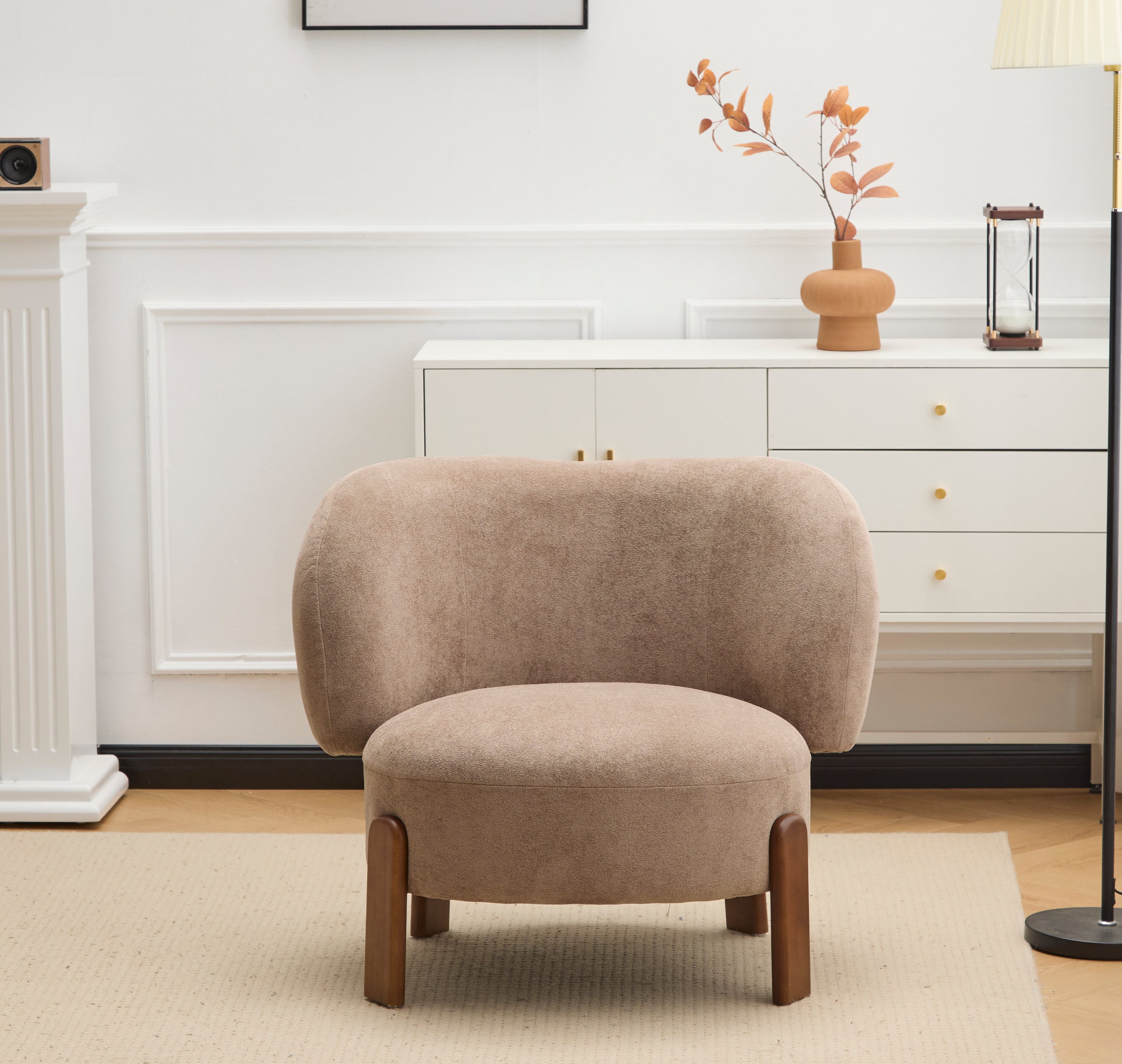 Modern Cozy Wingback Accent Arm Chair with Wooden Feet