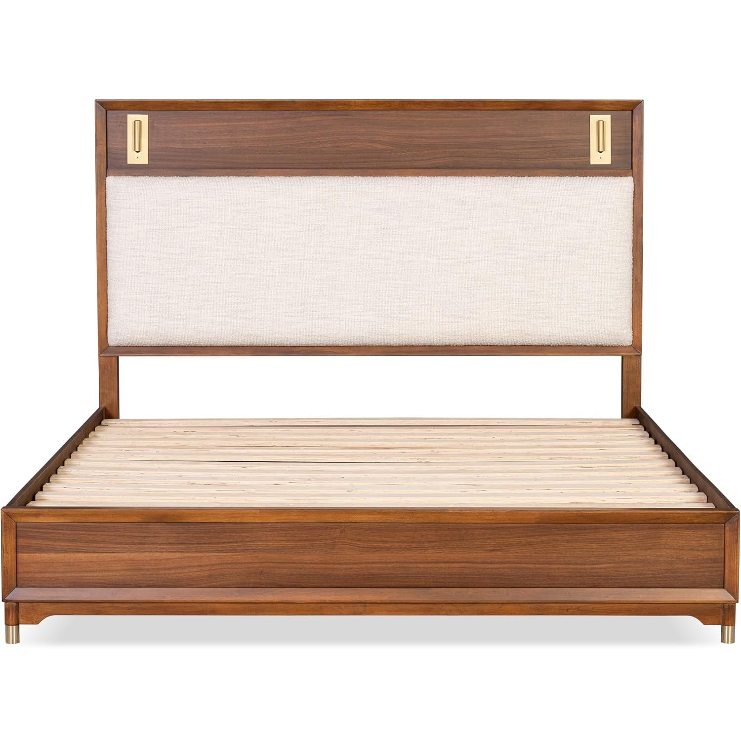 Edison Mid-Century Modern Upholstered Bed with Reading Light