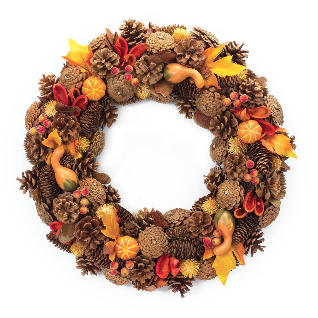 Mixed Cone and Berry Wreath 10.5"
