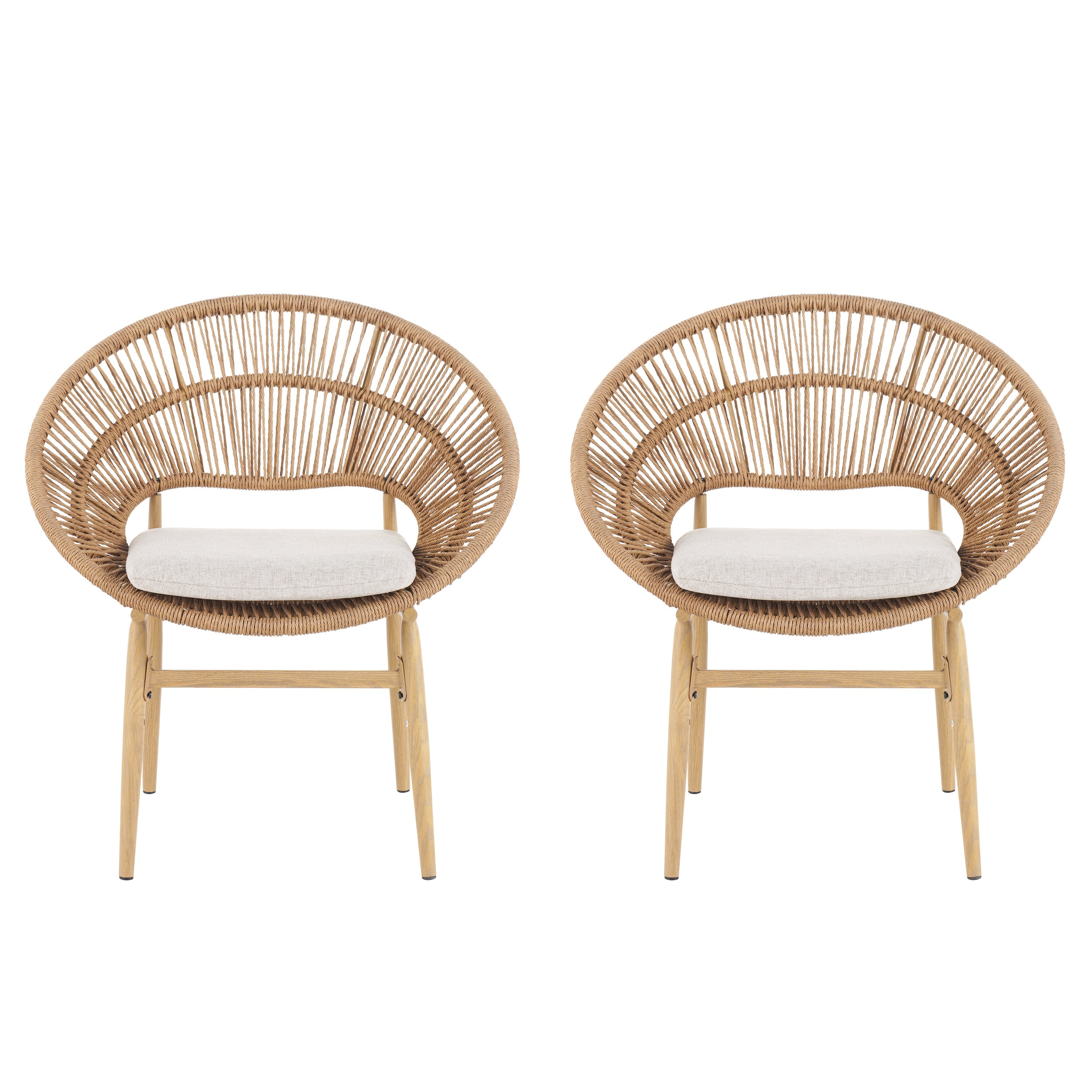 Cyril Outdoor Wicker Papasan Style Dining Chair, Set of 2