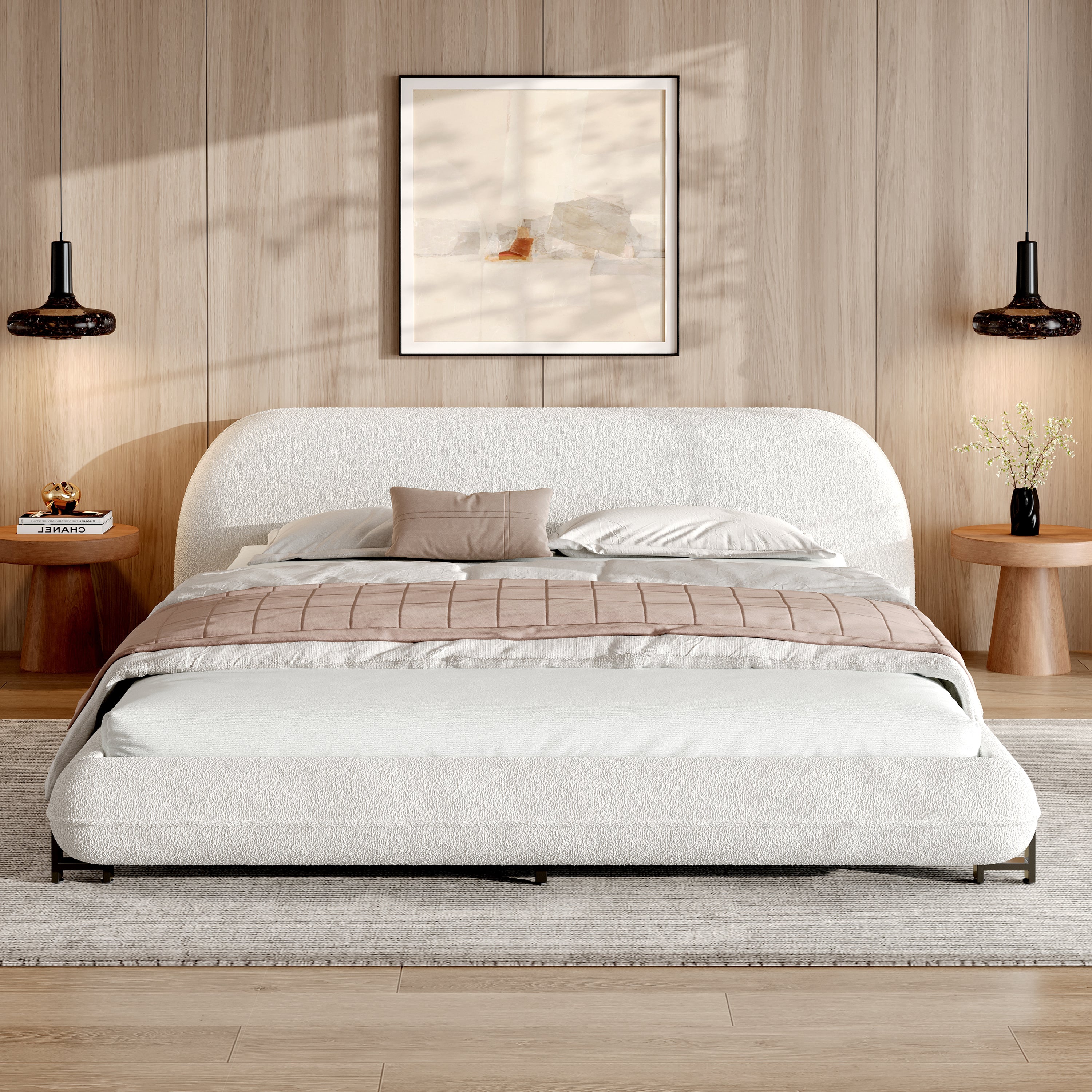 Boucle Upholstered Bed