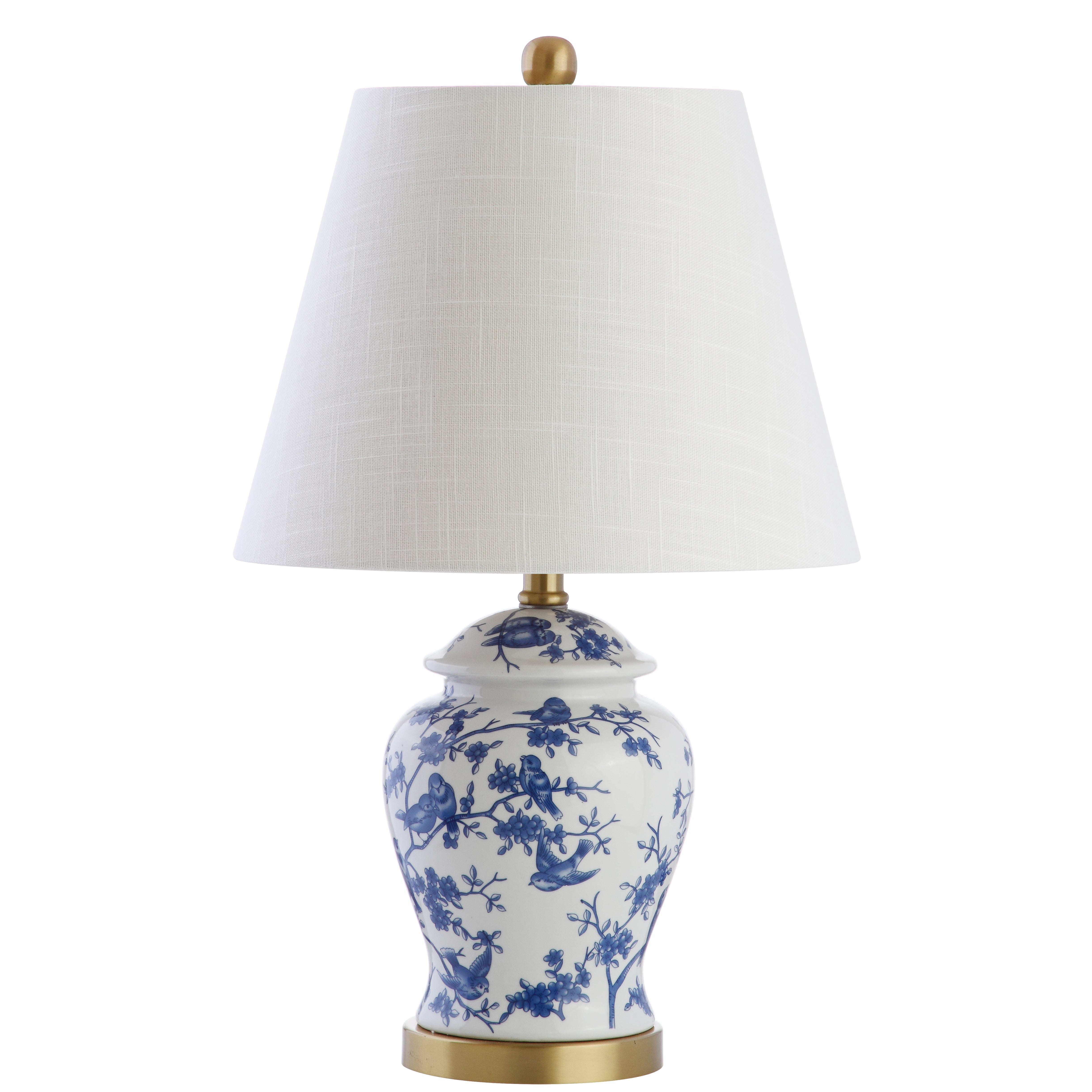 Penelope French Country Cottage Ceramic/Iron Chinoiserie Ginger Jar LED Table Lamp
