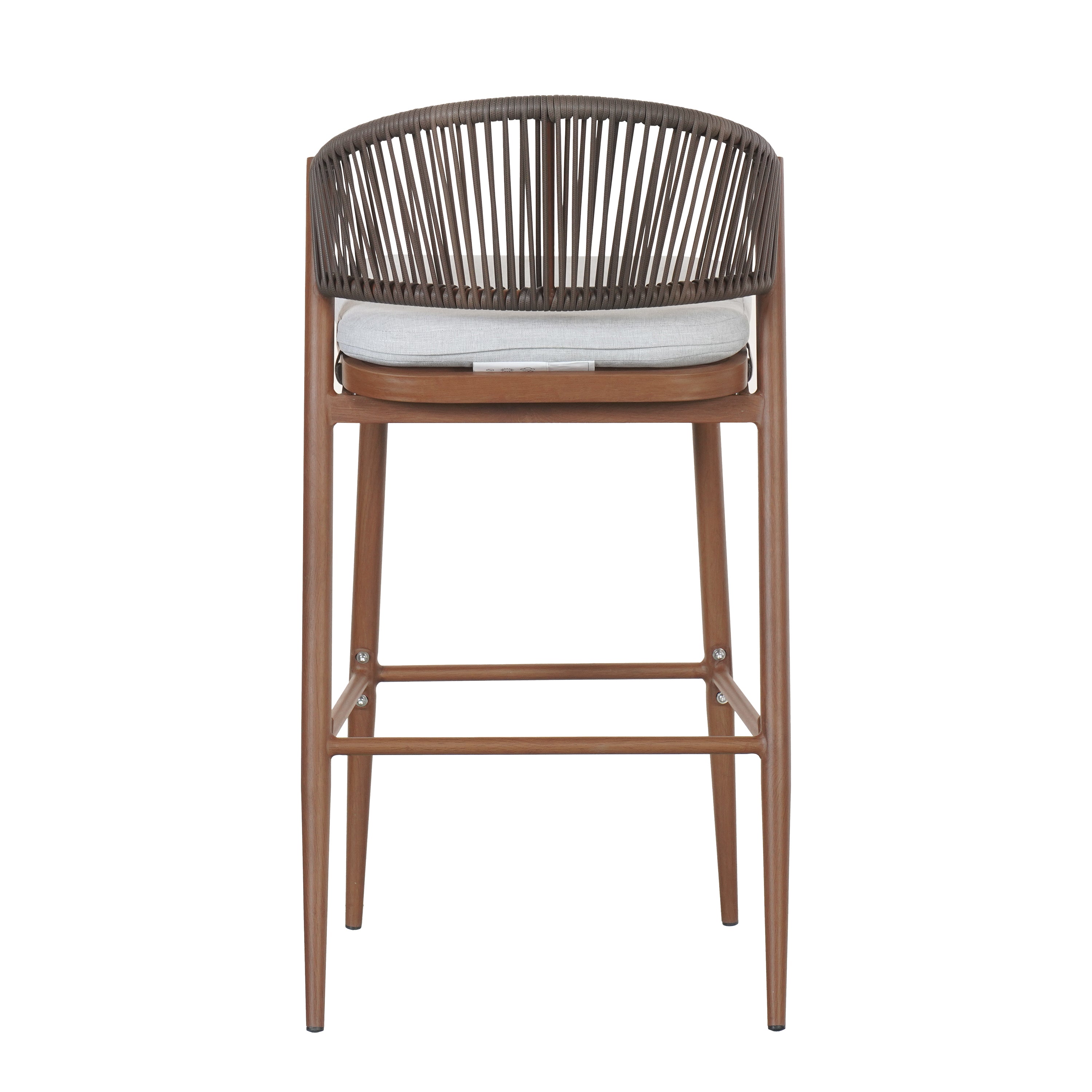 Outdoor Metal Frame Stools with Scallop-Shaped Backrest & Water-Resistant Cushions, Set of 2