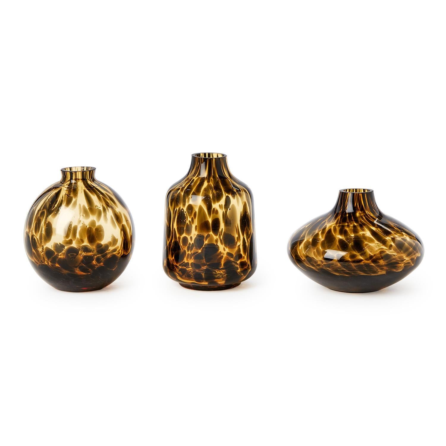 Tortoise Print Vases, Set of 3