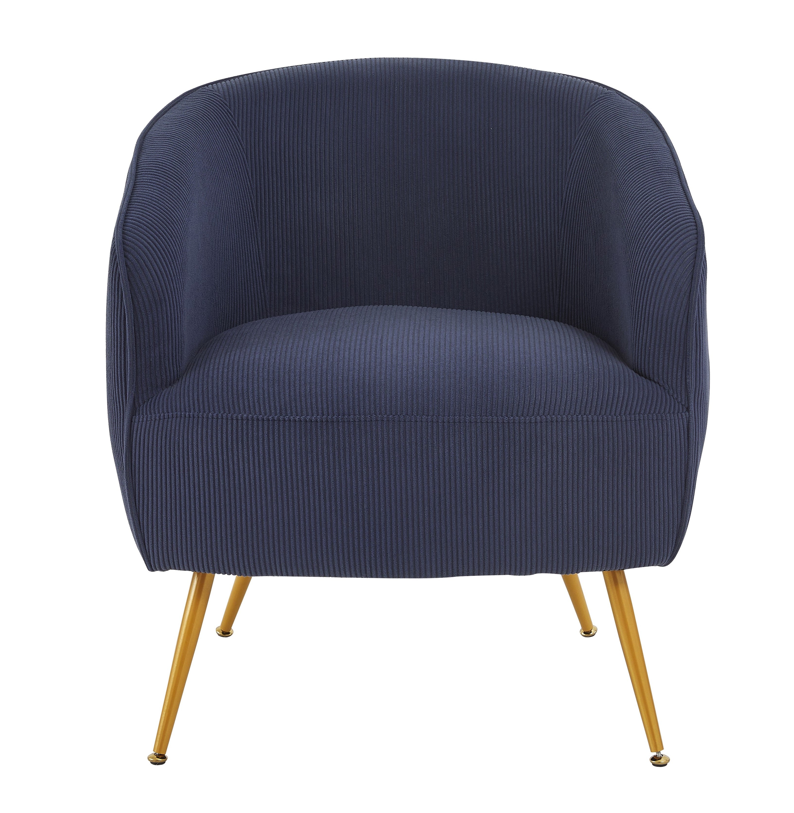 Corduroy Accent Chair with Gold Metal Legs, Modern Upholstered Armchair, Comfy Barrel Chair for Living Room Bedroom