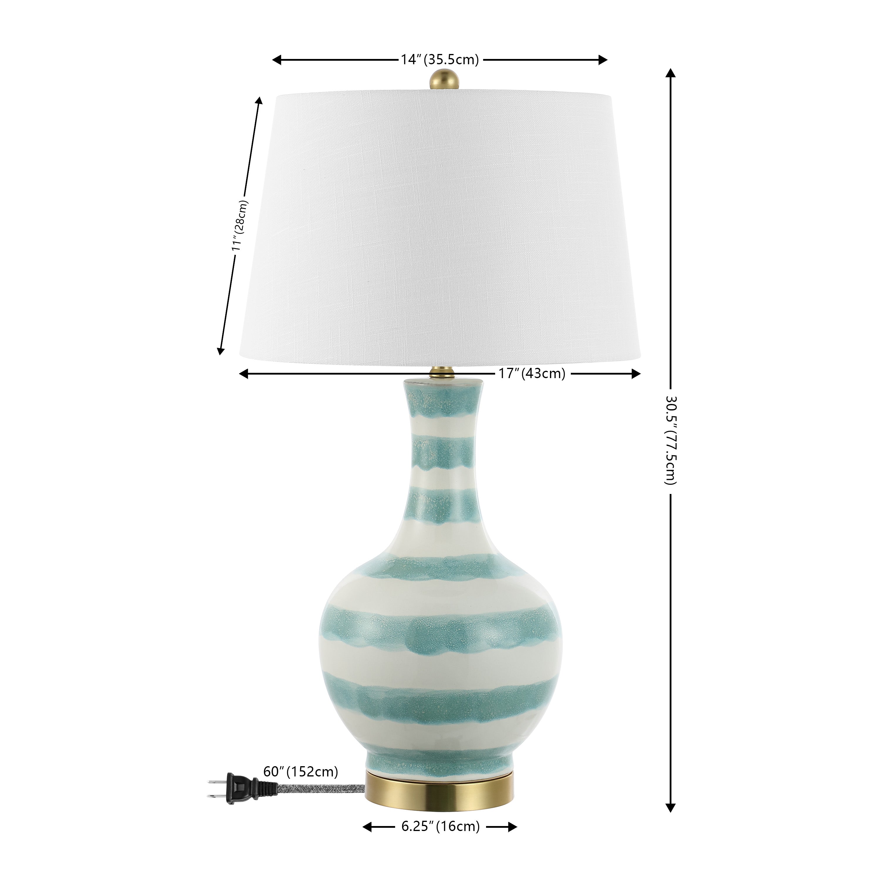 Tucker Striped Ceramic/Metal LED Table Lamp