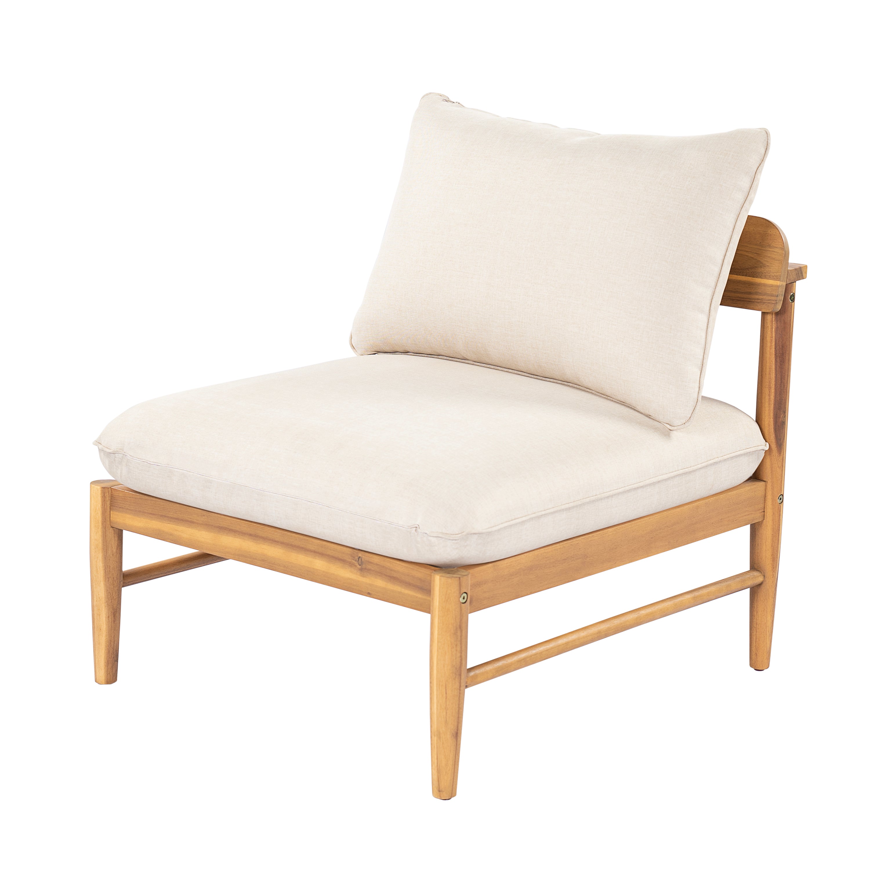 Terassi Outdoor Acacia Wood 4 Seater Sofa, Light Teak Finish with Beige Cushion