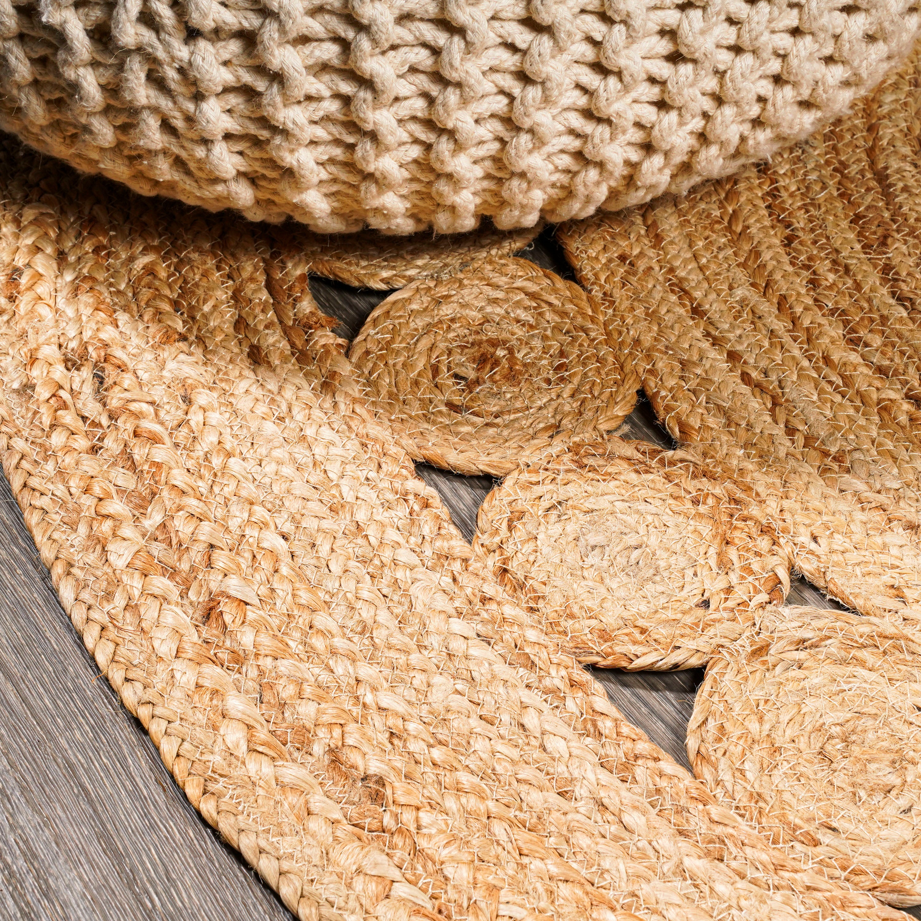 Dahlia Round Natural Jute Boho Circle Round Area Rug