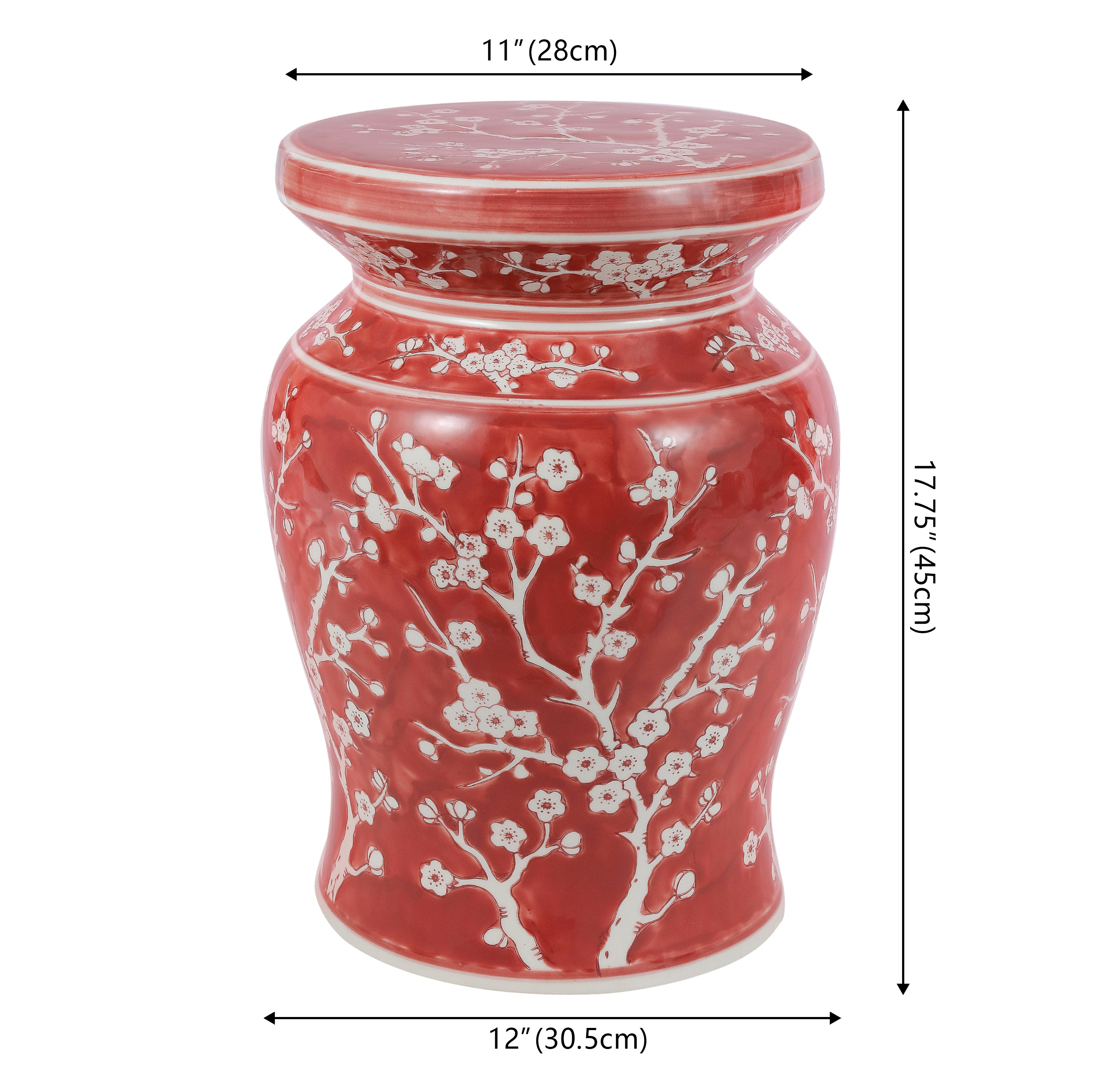 Cherry Blossom 17.75" Ceramic Garden Stool
