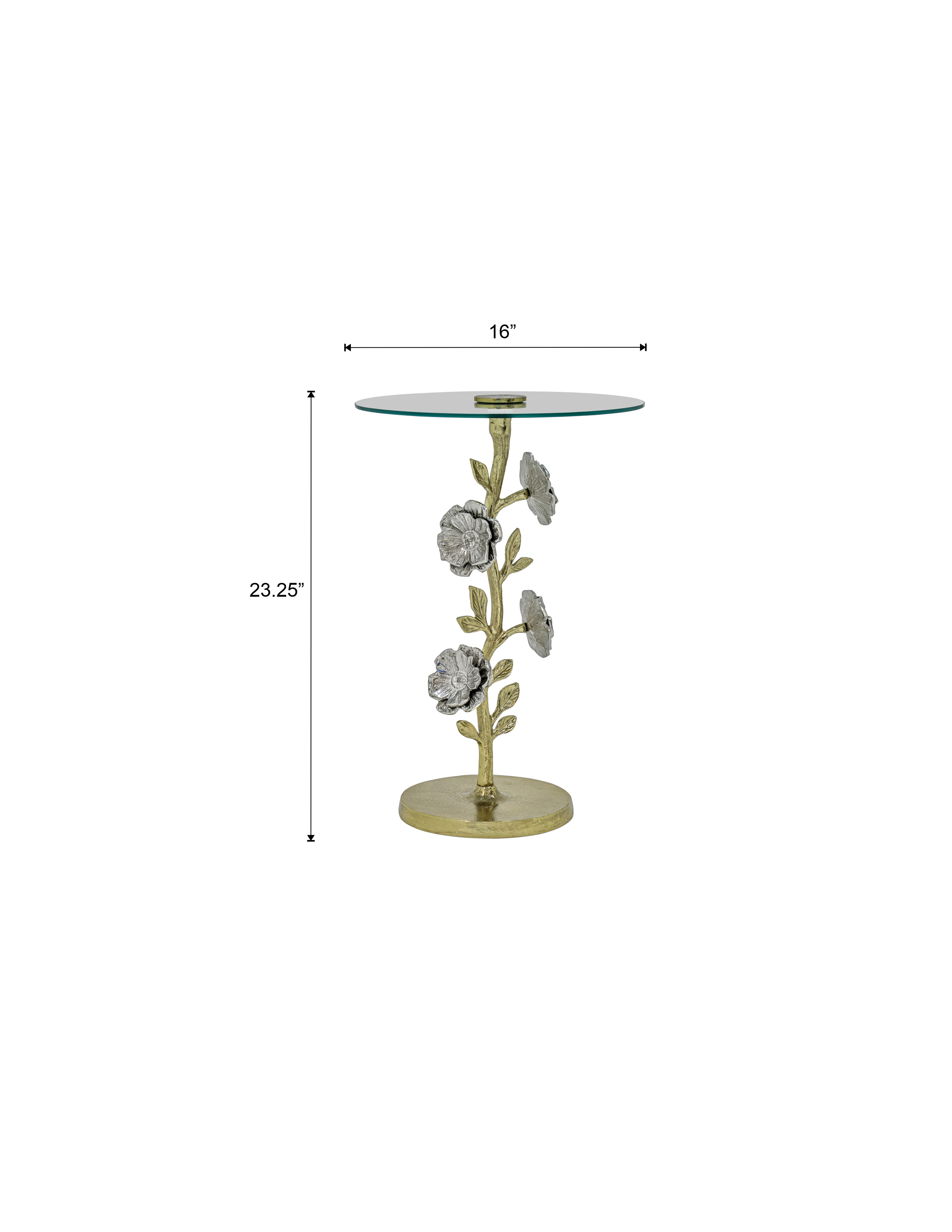 Flower Side Table with Glass Top