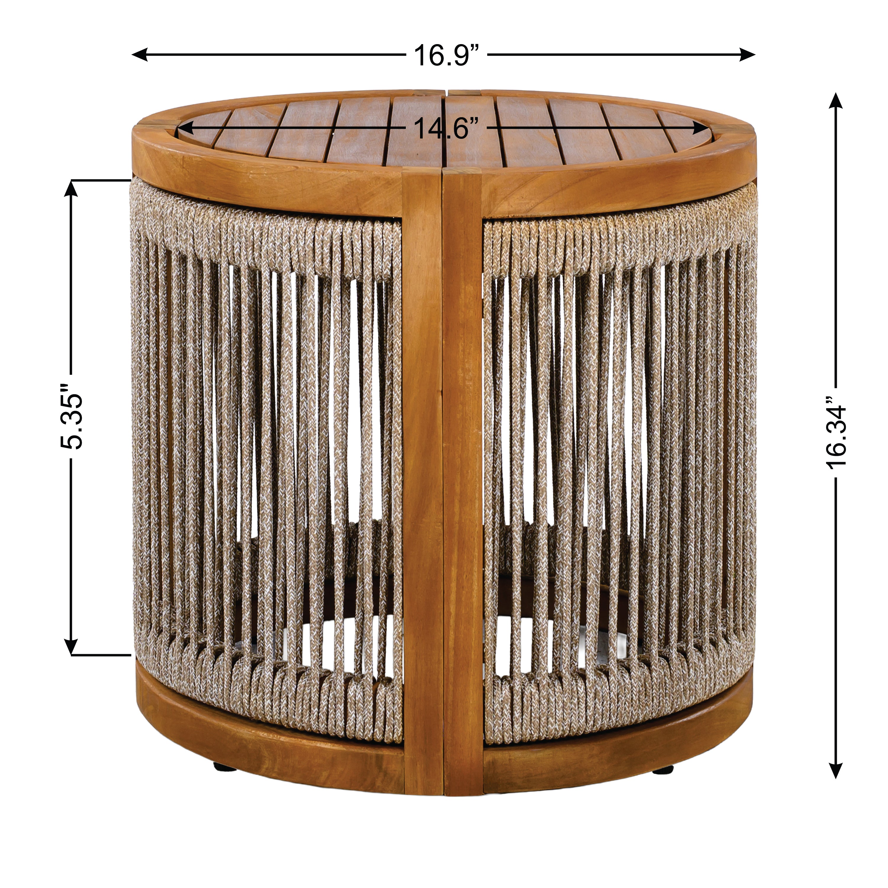 Sundara Acacia Wood Outdoor Side Table with Handwoven Rope Accents