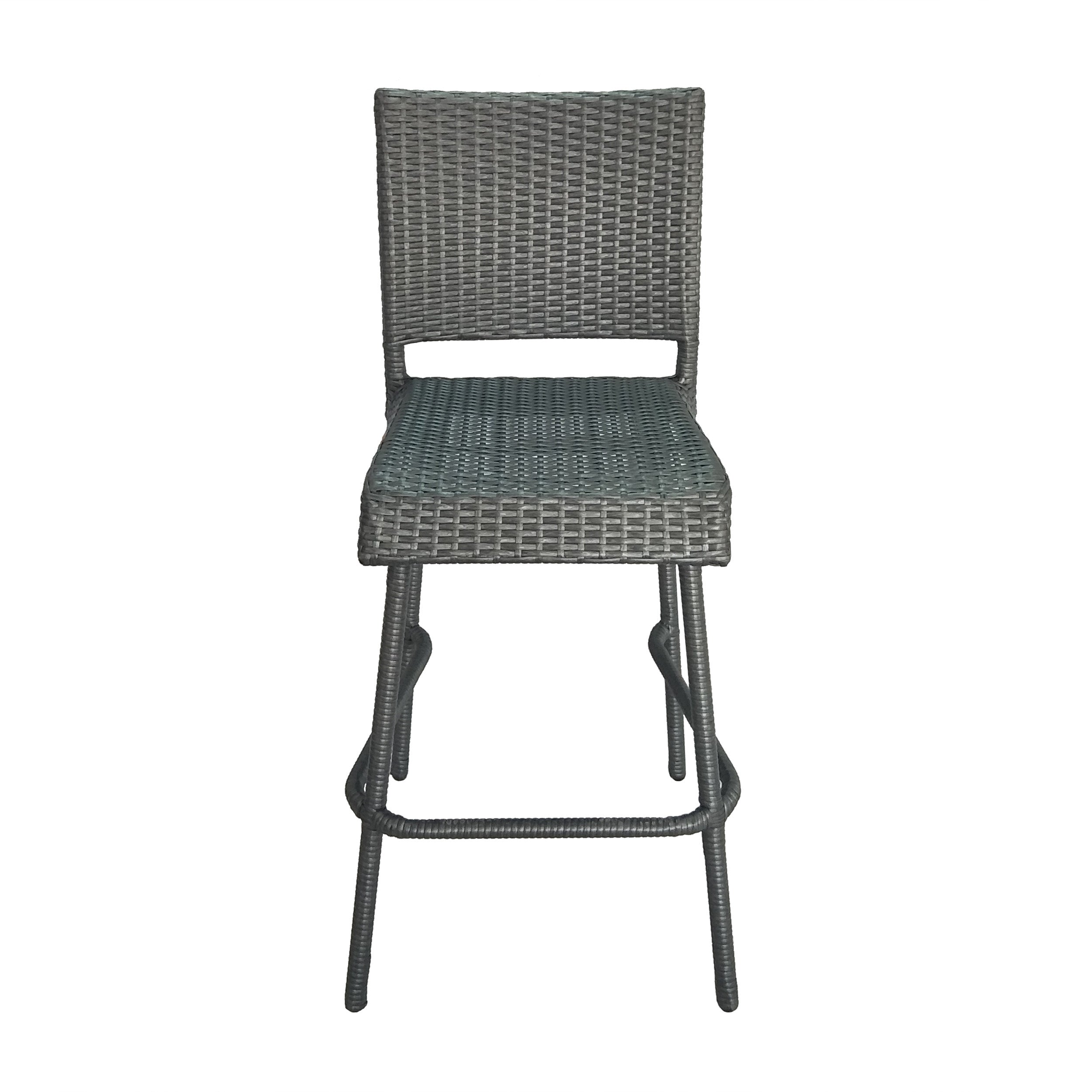 29" Outdoor Rattan Armless Barstools, Set of 2