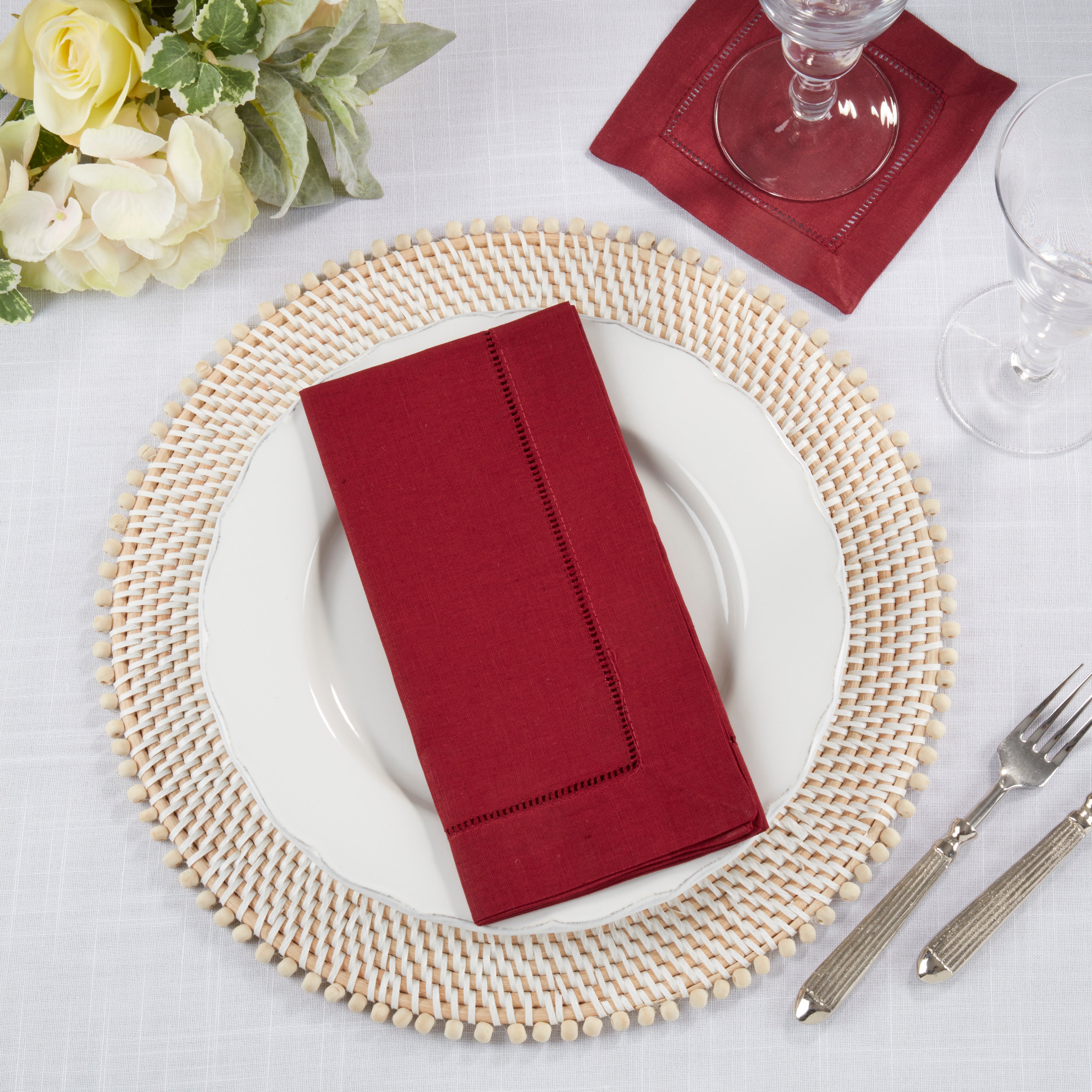 Dinner Napkin with Hemstitched Border, Set of 12
