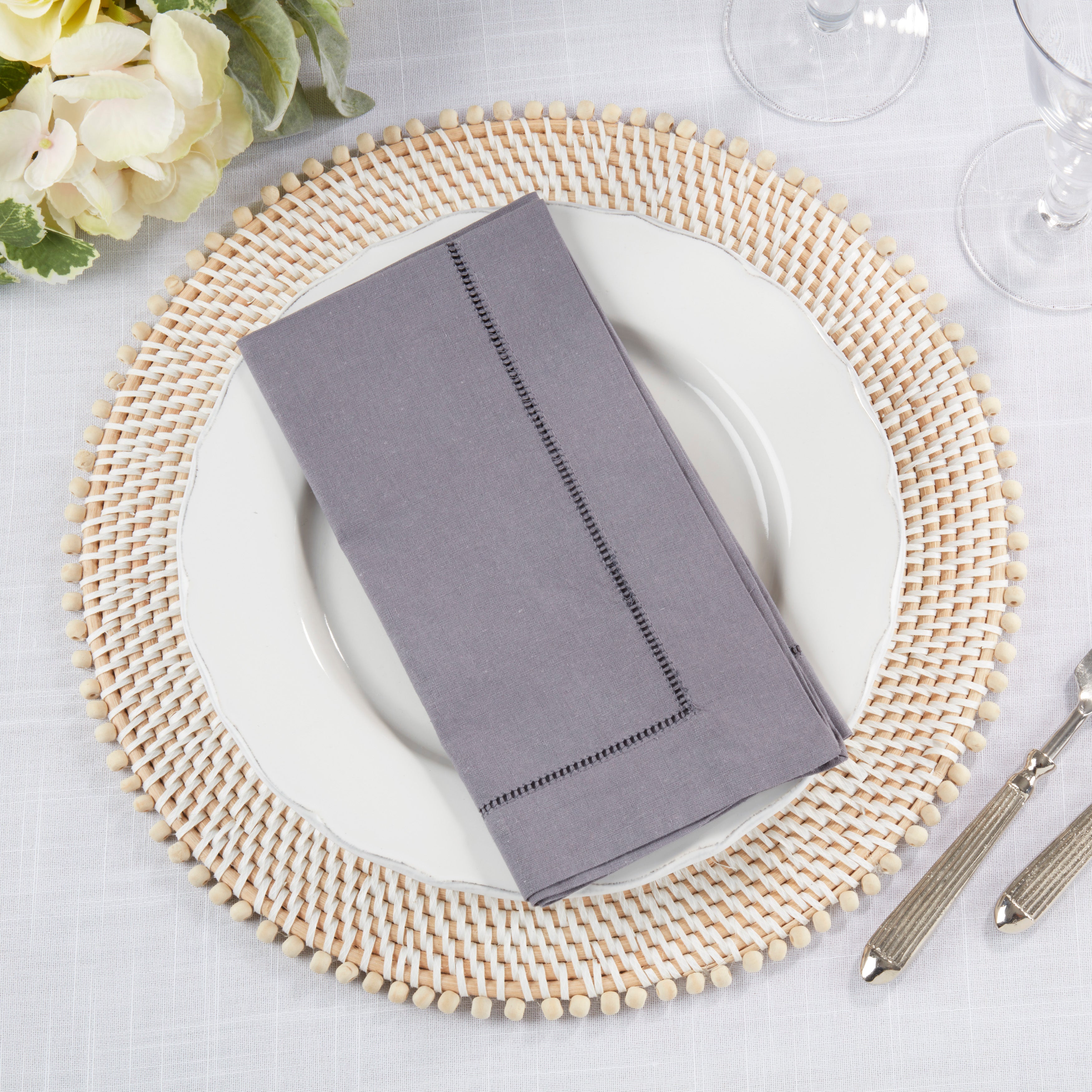 Dinner Napkin with Hemstitched Border, Set of 12