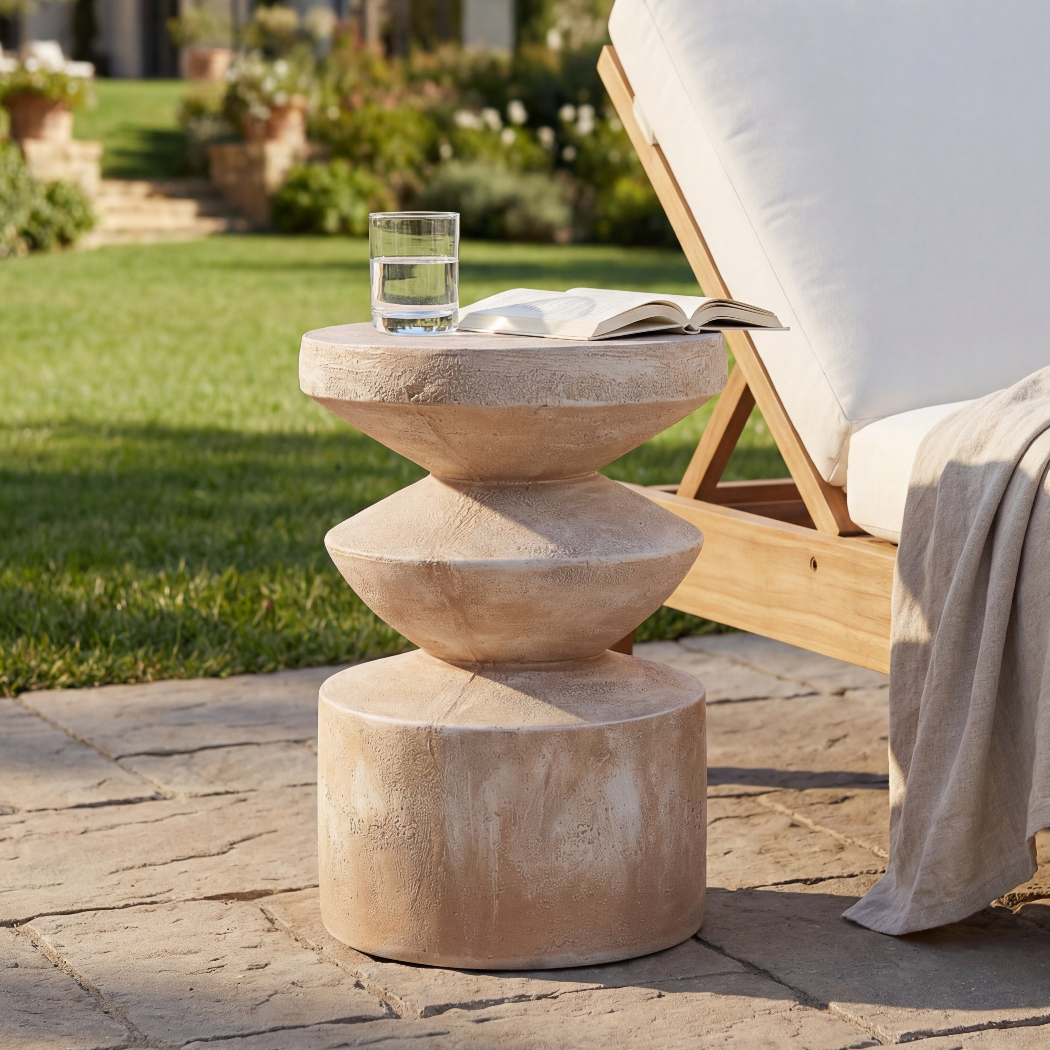 Indoor/Outdoor Handmade Side Table with Stone Look