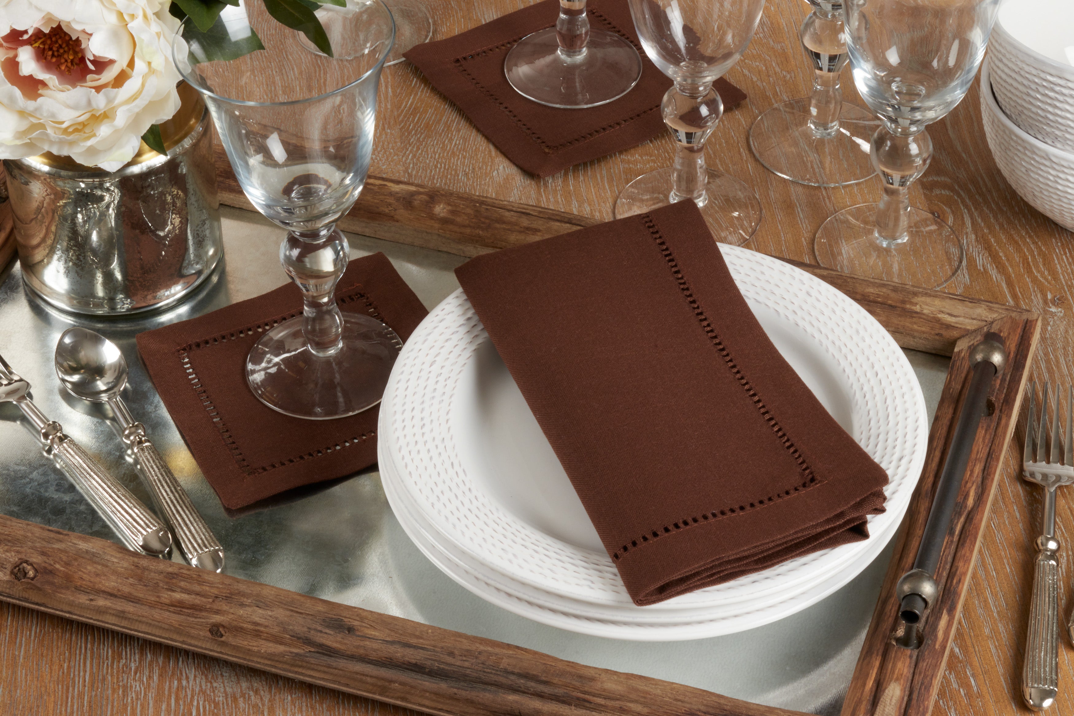 Dinner Napkin with Hemstitched Border, Set of 12