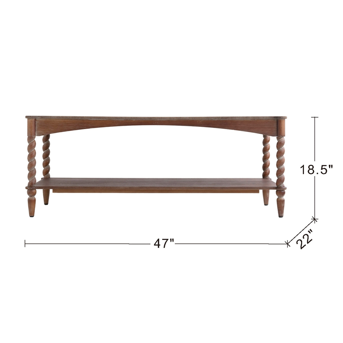 Rustic Brown Wood Coffee Table with Turned Spiral Legs