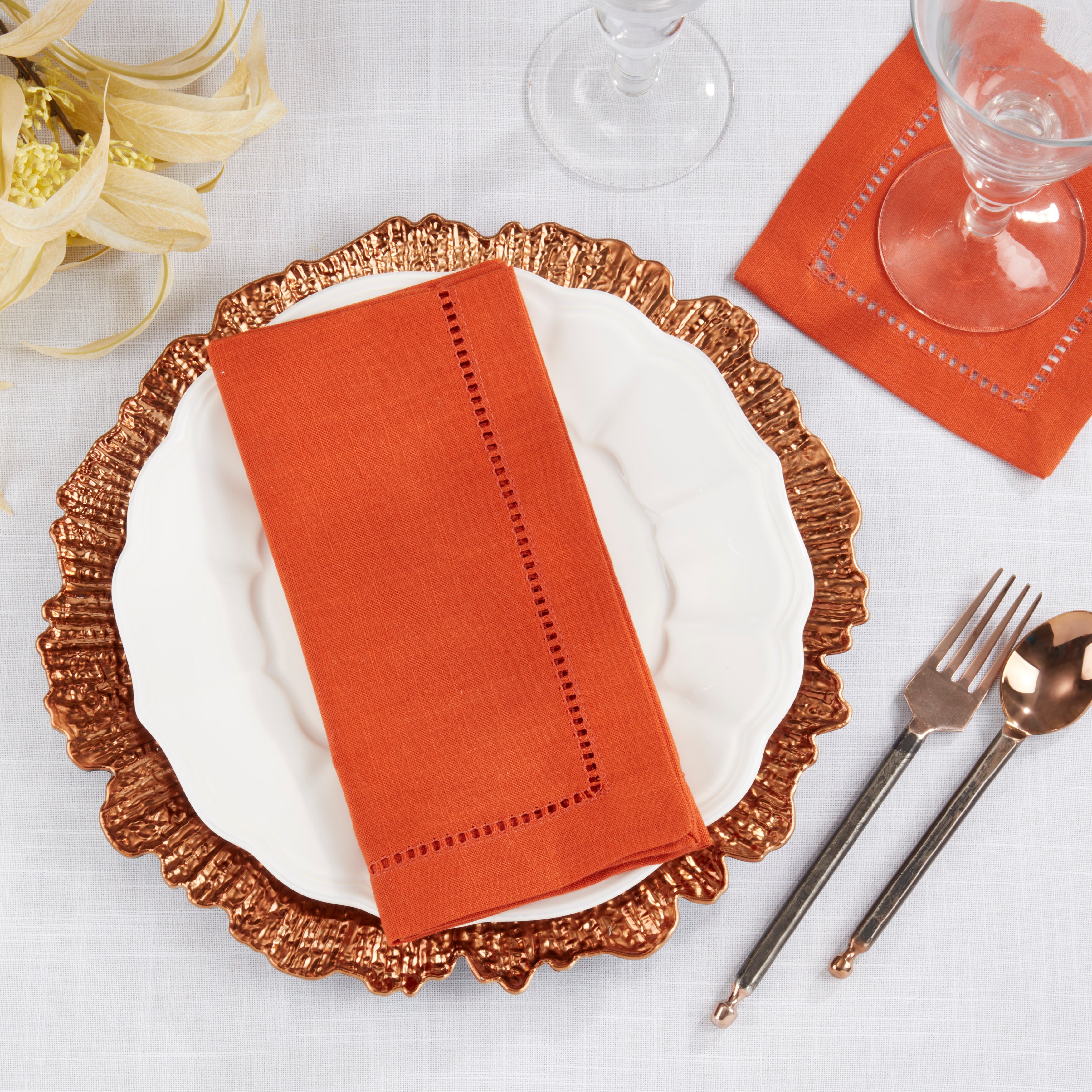 Hemstitched Border Dinner Napkin, Set of 12