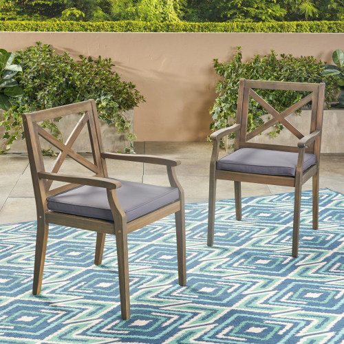 Perla Outdoor Dining Chairs with Cushions, Set of 2