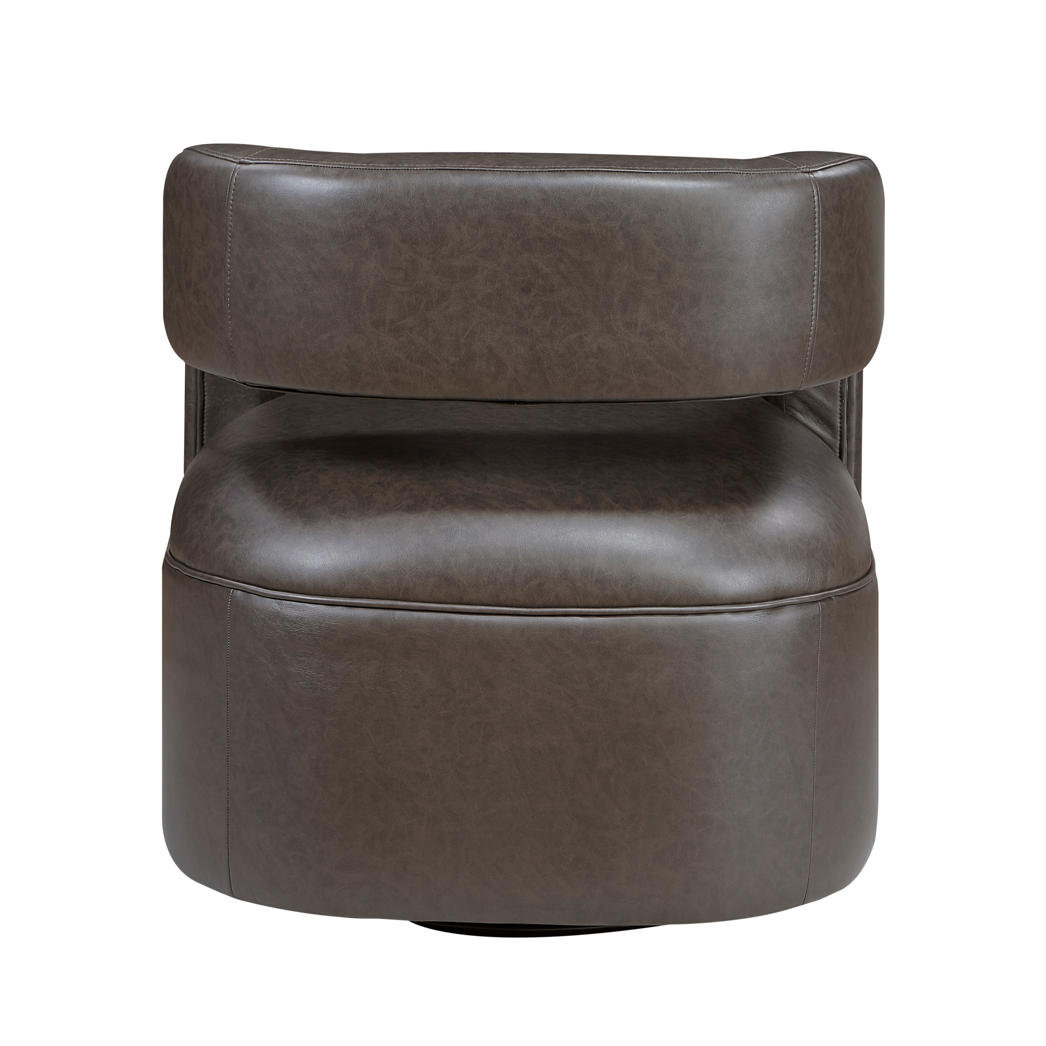 Modern Vegan Leather Open Back Swivel Barrel Accent Chair
