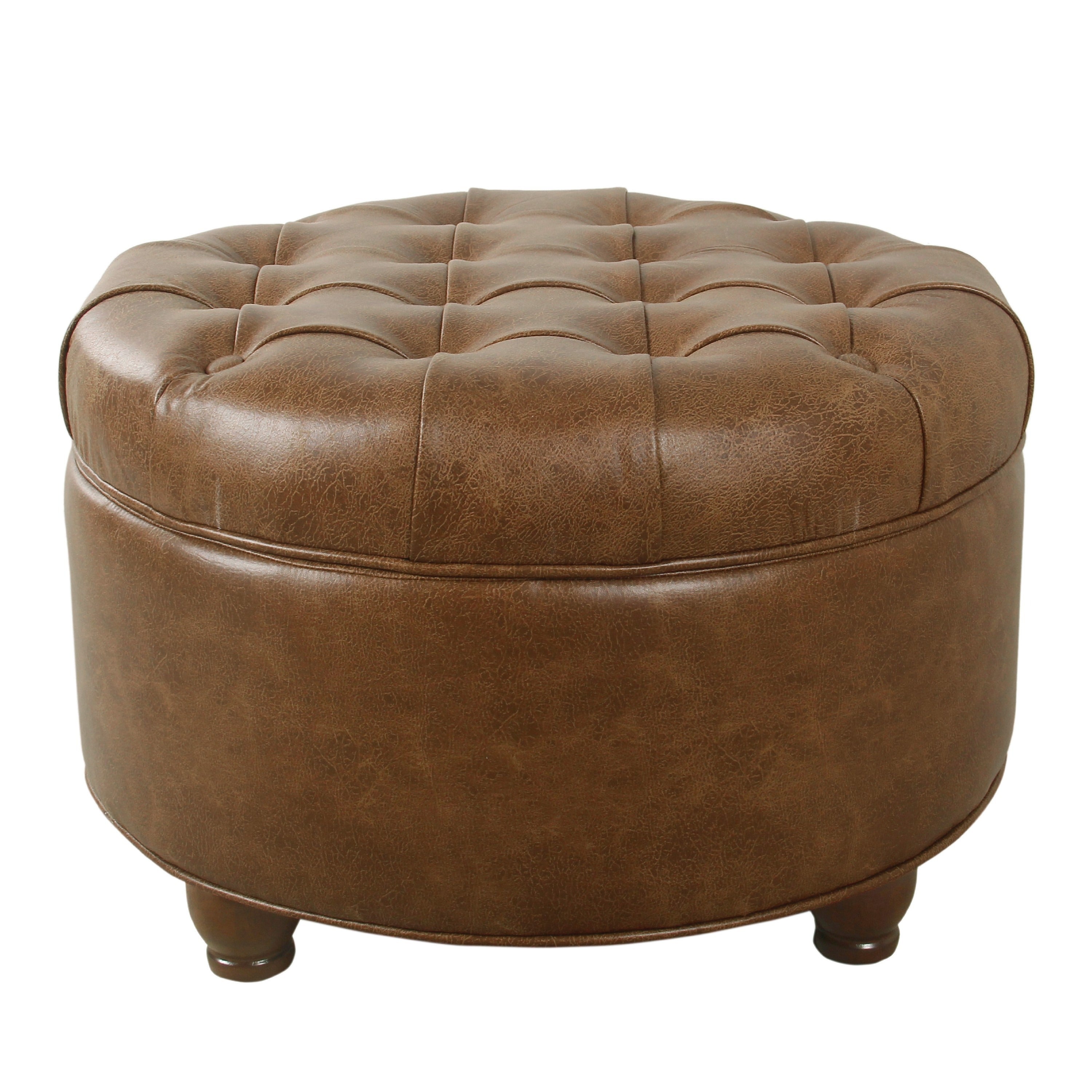 Gery Faux Leather Accent Storage Ottoman