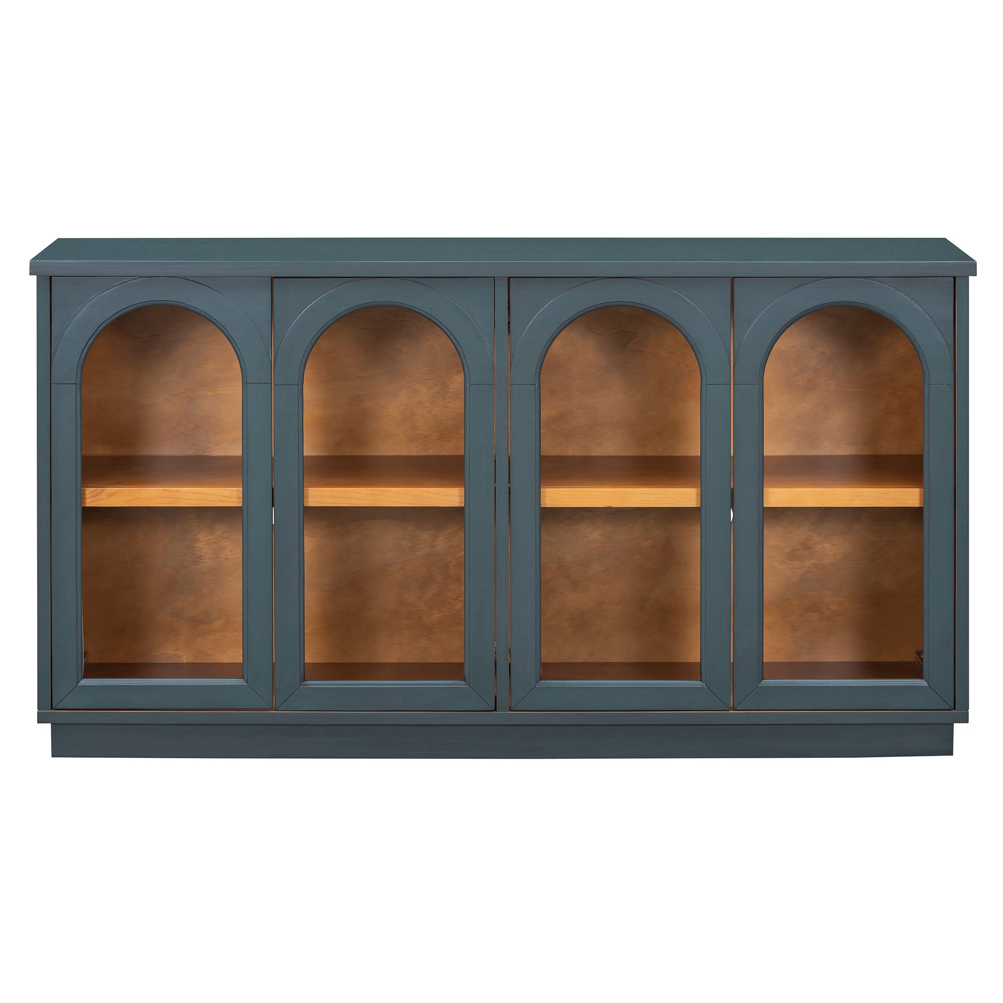Arched Storage Cabinet with Glass Doors