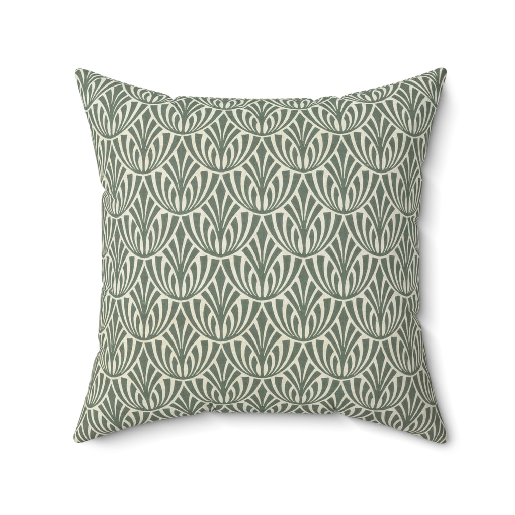 Olive Green Scallop Print Decorative Throw Pillow