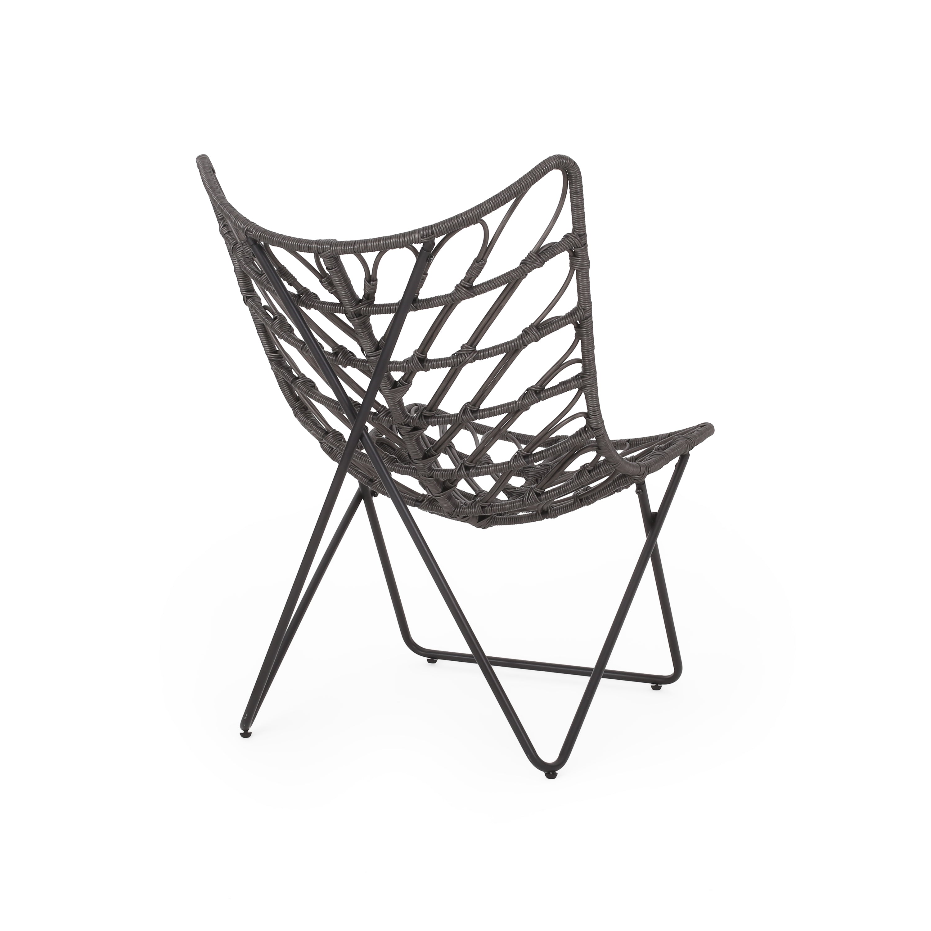 Outdoor Rattan Chair with Geometric Cross Base, Set of 2