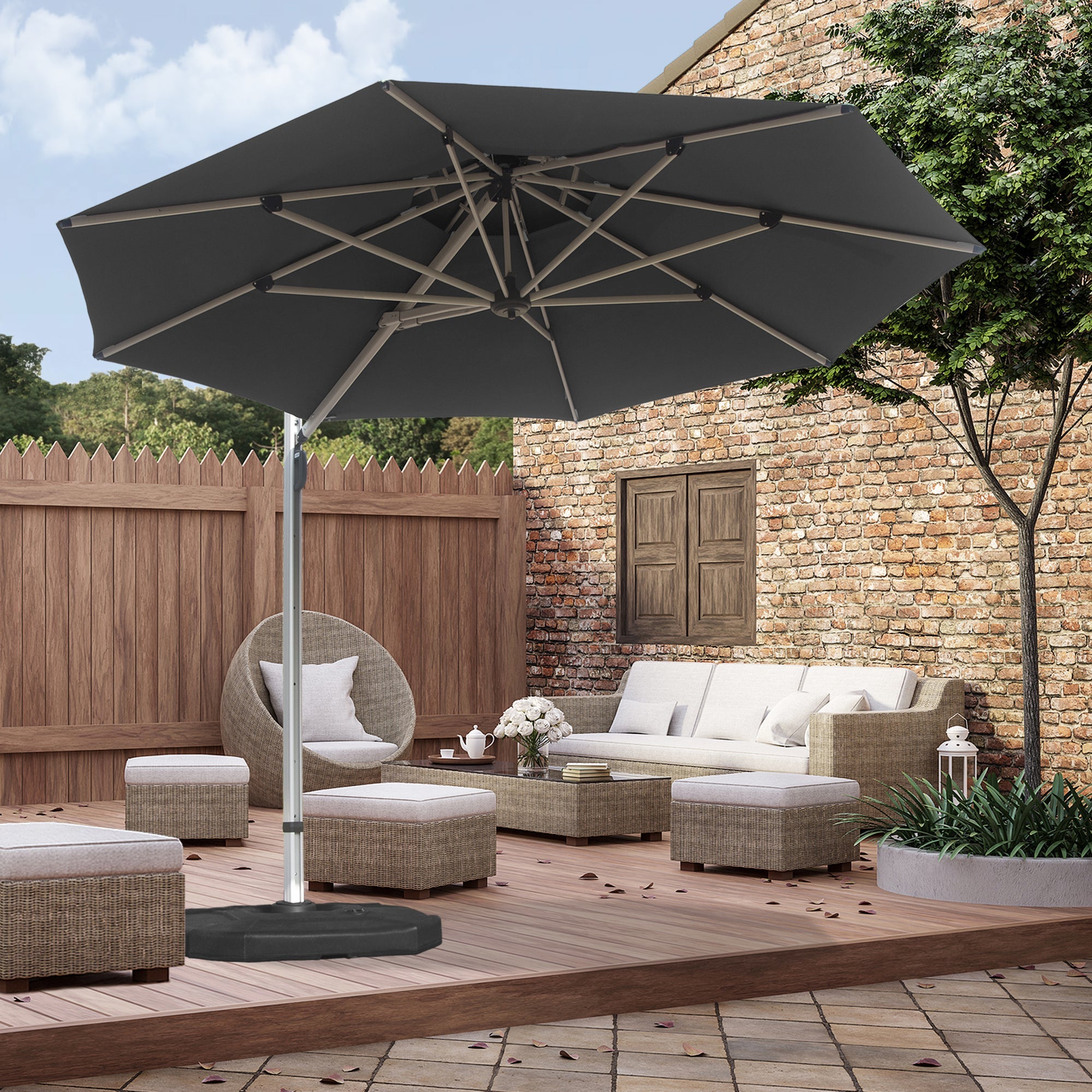 Round Cantilever Umbrella with Center Pole, Base Not Included