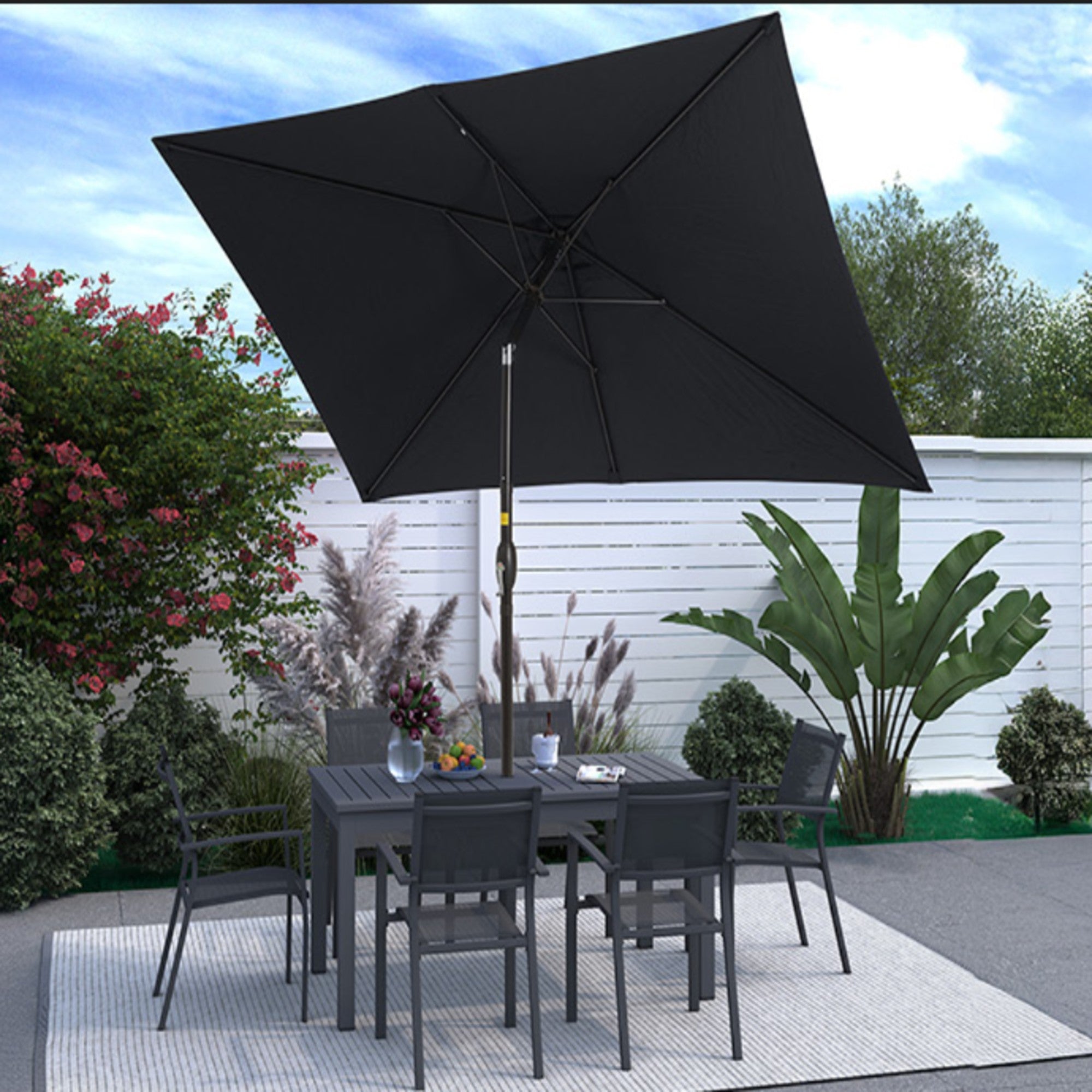 6.5 x 10 ft Rectangular Patio Umbrella with Crank, Base Not Included