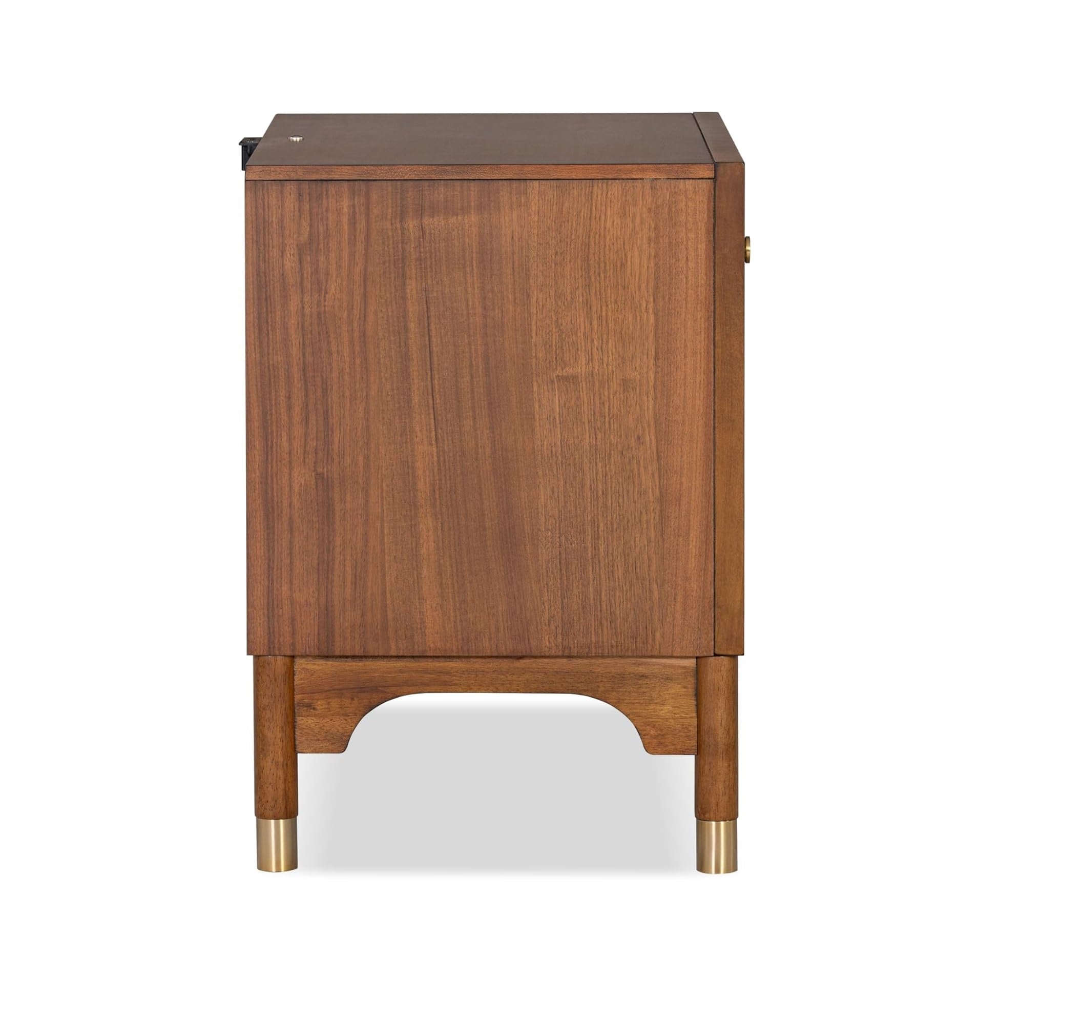 Edison Mid-Century Modern Nightstand with Gold Capped Legs