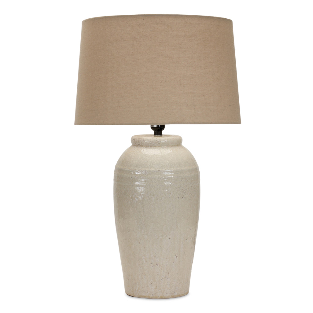 Ivory White Terra Cotta Table Lamp 25.5"