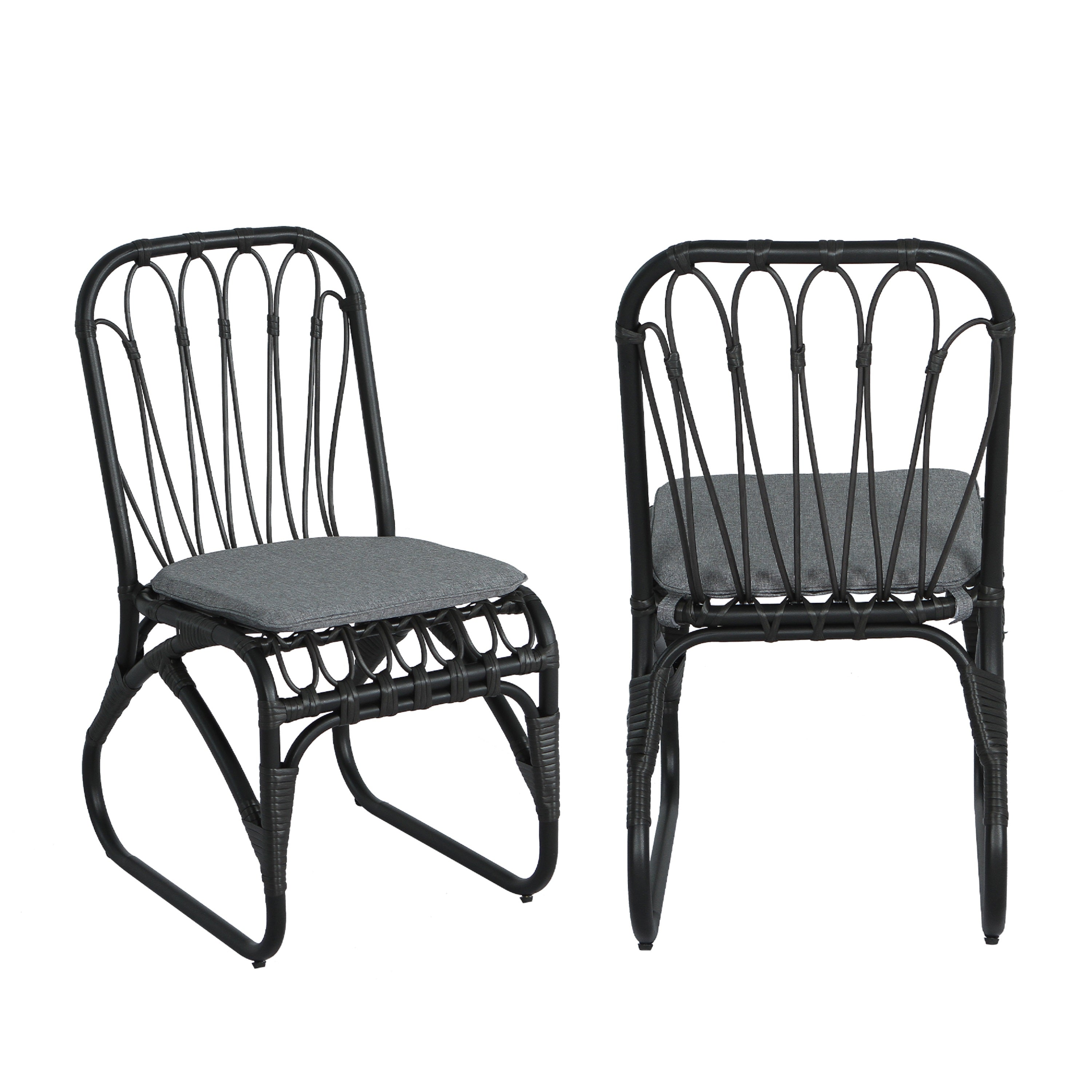 Outdoor Faux Rattan Dining Chairs, Set of 2
