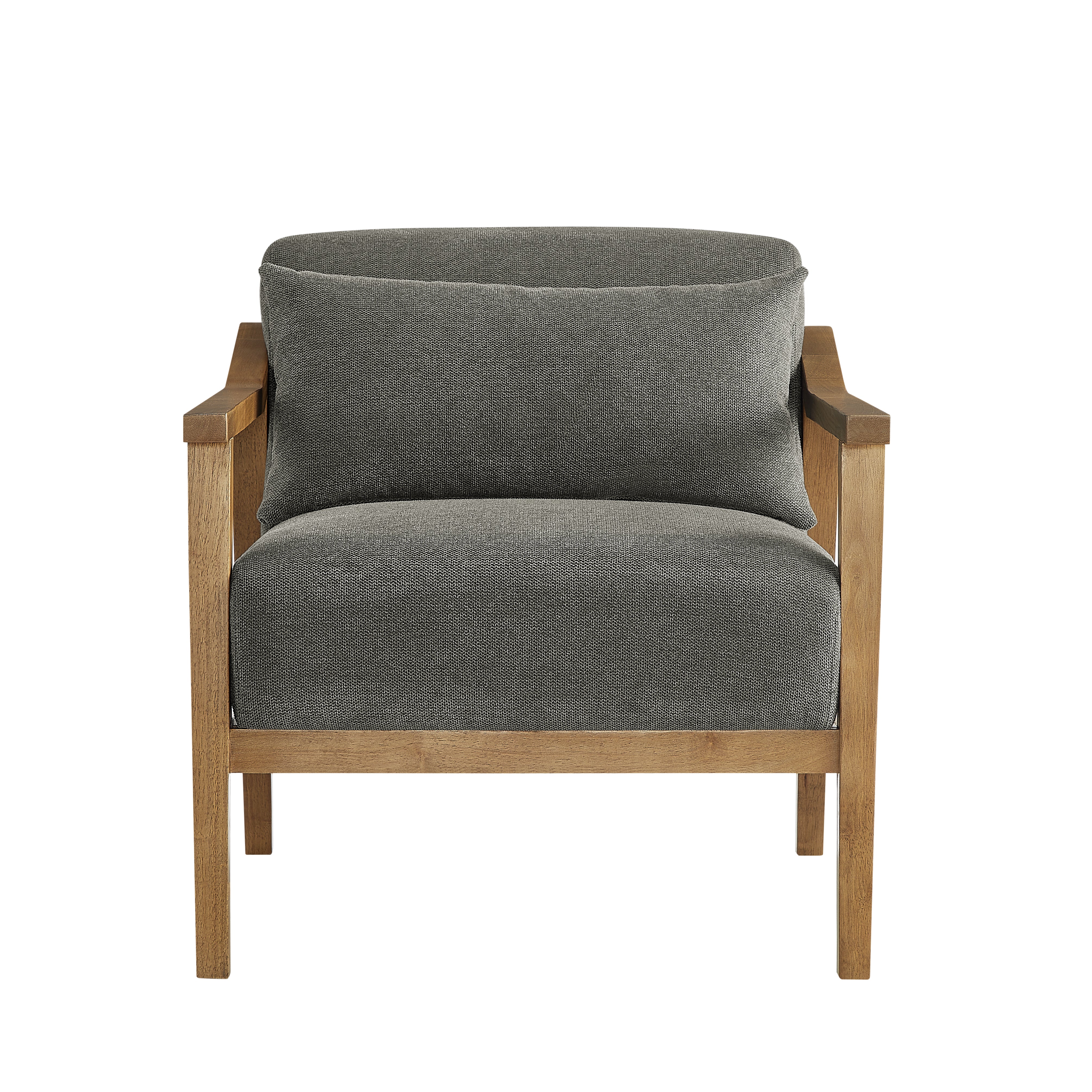 Reagan Wood Arm Accent Chair with Lumbar Pillow