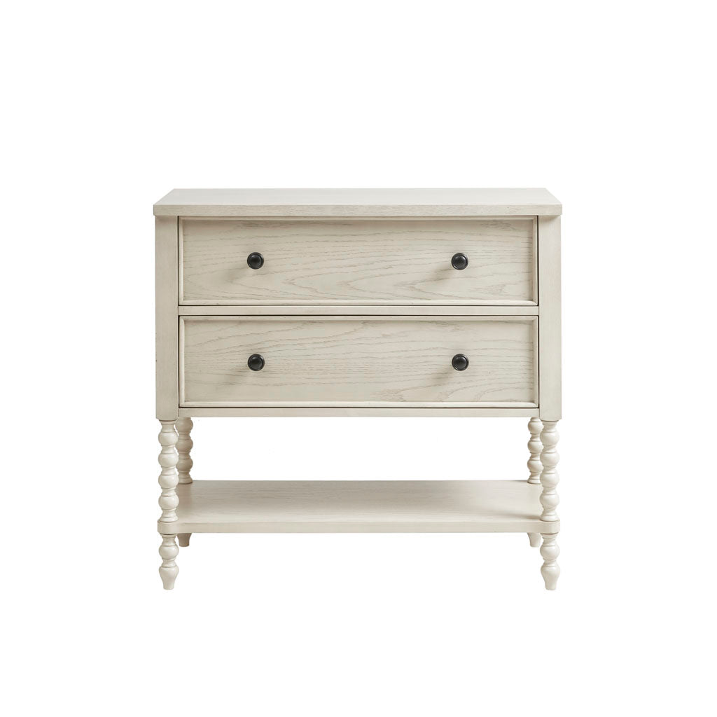2-Drawer Accent Chest with Turned Legs and Bottom Shelf