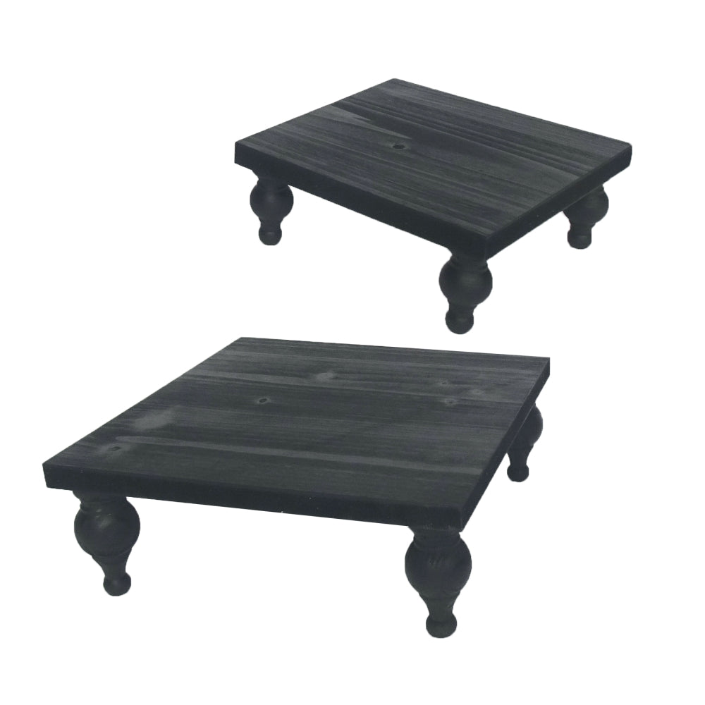 Black Wooden Square Risers, Set of 2