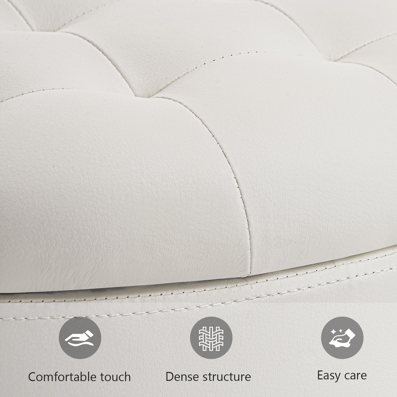 Small Upholstered Circle Pouf Footstool with Removable Lid Storage