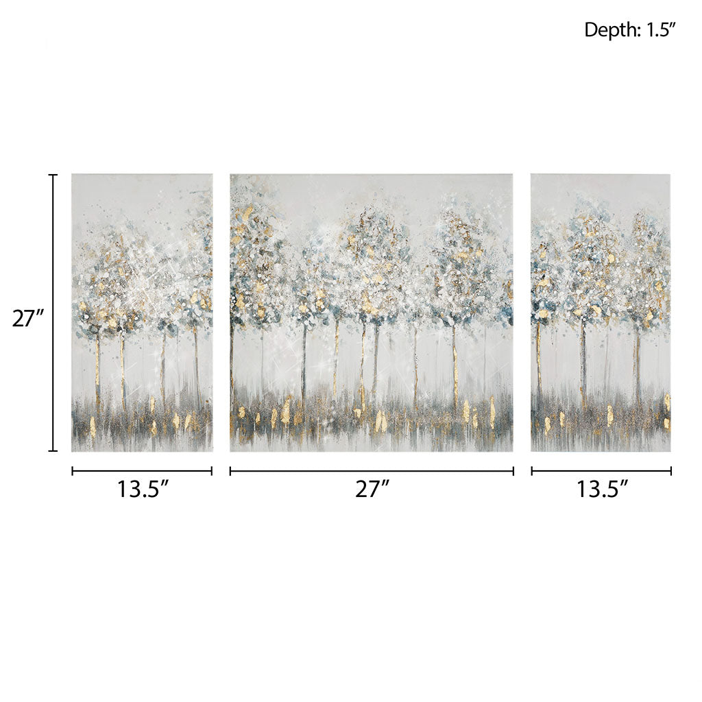 3-Piece Gold Foil Triptych Wall Art Set