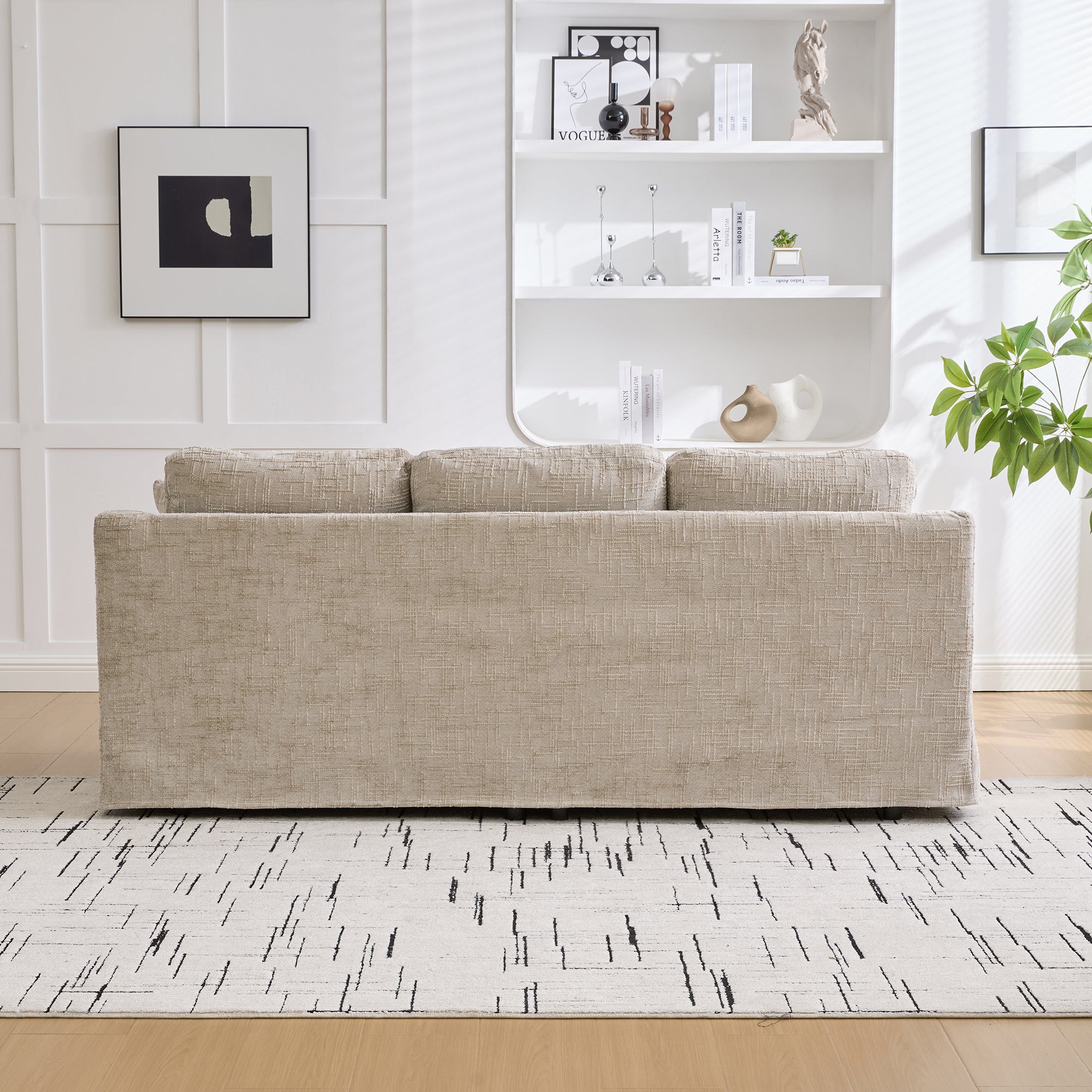 Three-Seater Modern Casual Chenille Sofa with Deep Seat