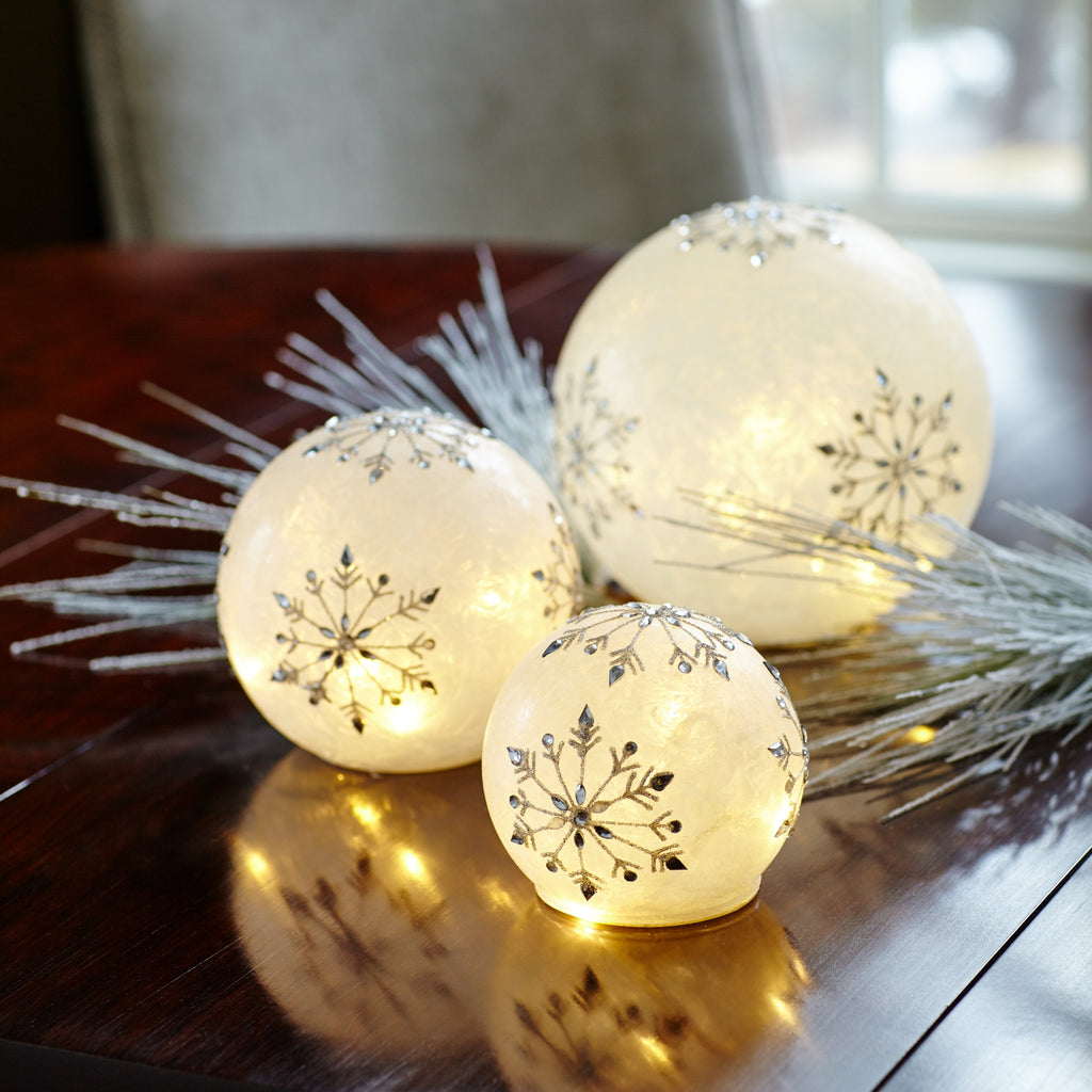 LED Frosted Snowflake Jewel Globe (Set of 3)