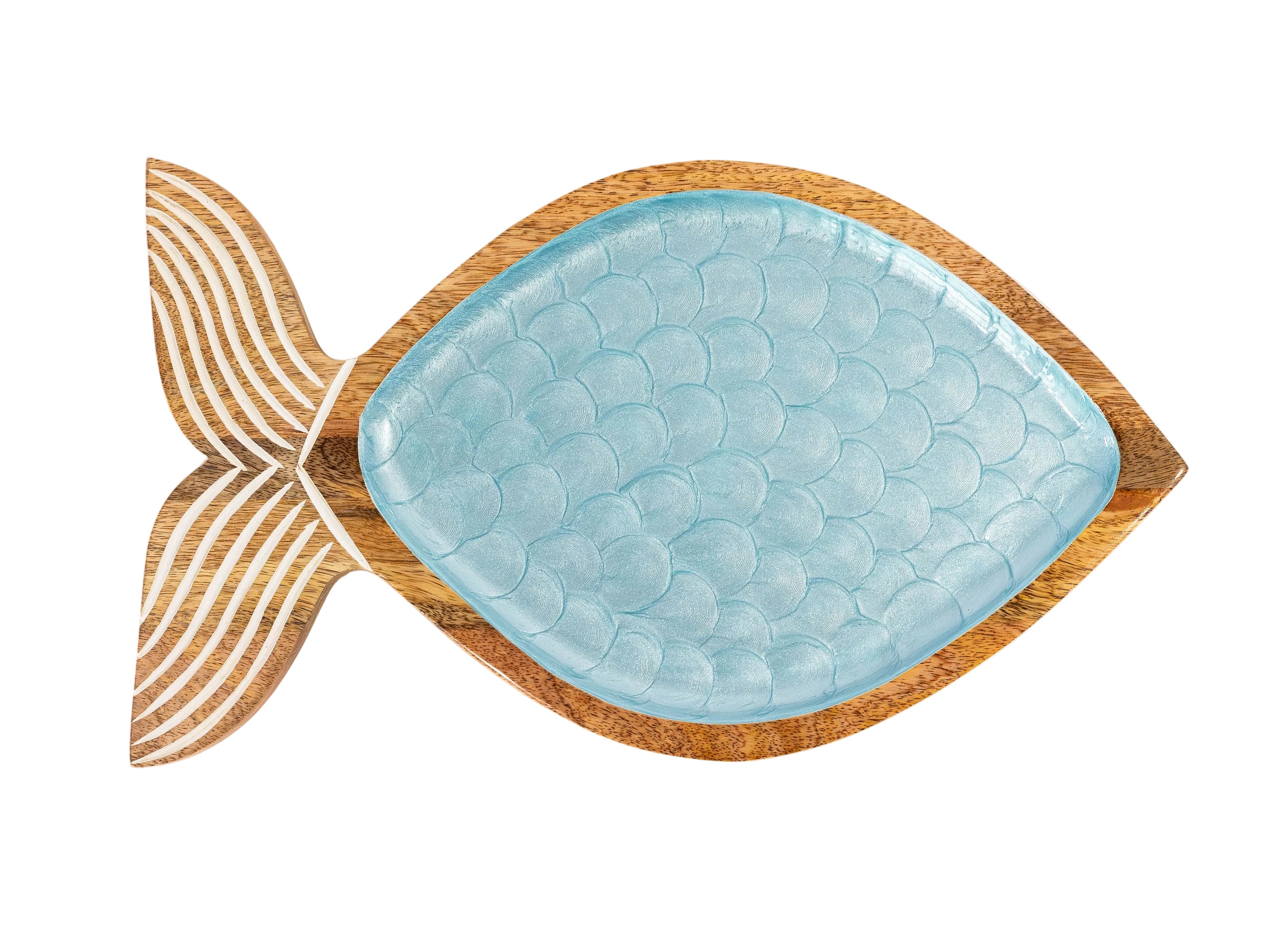 Jeanne Fitz Large Wood Fish Shaped Platter